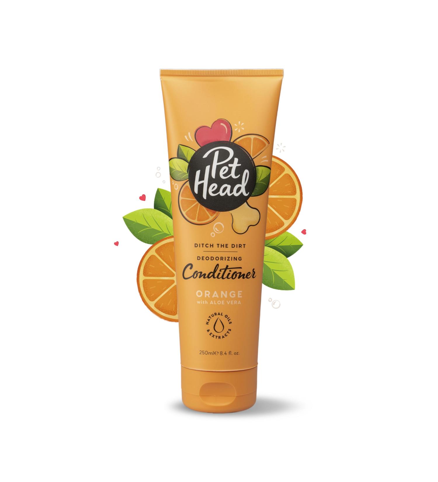 Pet Head Ditch the Dirt Orange Scent Dog Conditioner 250ml - Best Smelly Dogs Deodorizing Vegan Formula for Puppies - Buy Online on GoSupps.com