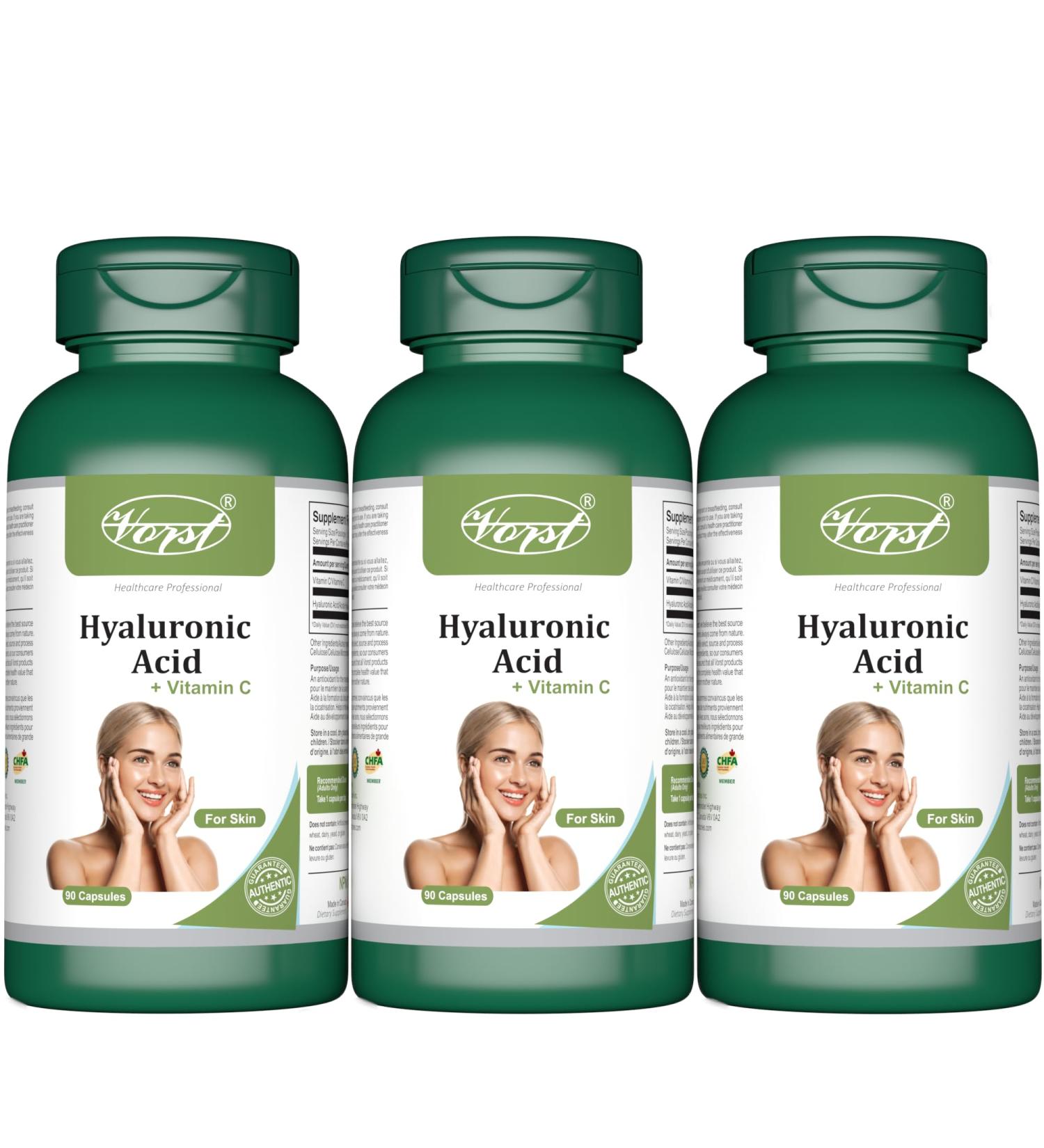 VORST Hyaluronic Acid for Skin 3 x 90 Capsules | Powder Pills | 3 Bottles 270 count (Pack of 1) - Buy Online on GoSupps.com