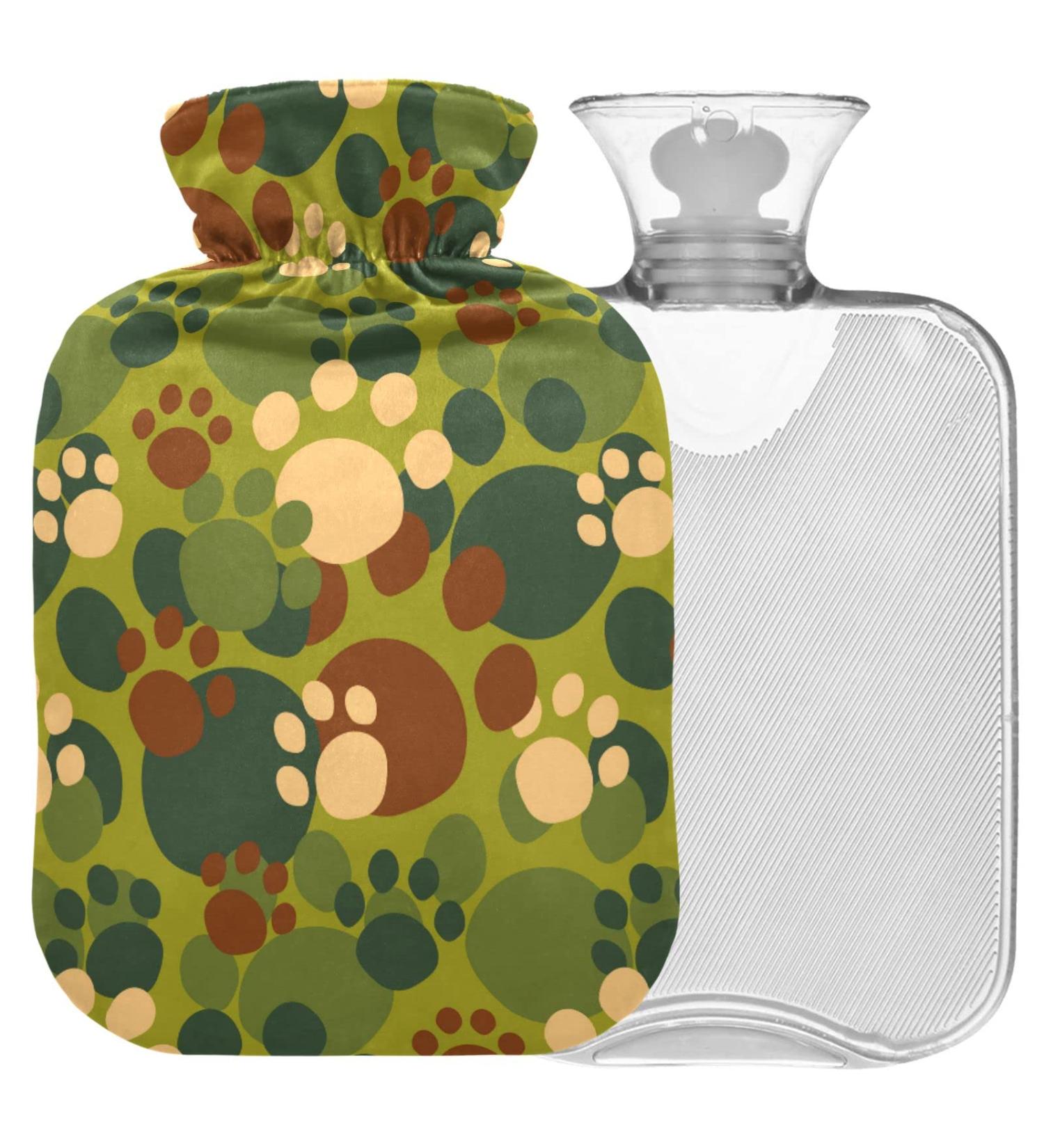 Naanle Camouflage Cat's Paw Heat Bottle 1L with Cover | Hot Water Bottle for Bed & Pain Relief | Heat & Cold Therapy - Buy Online on GoSupps.com