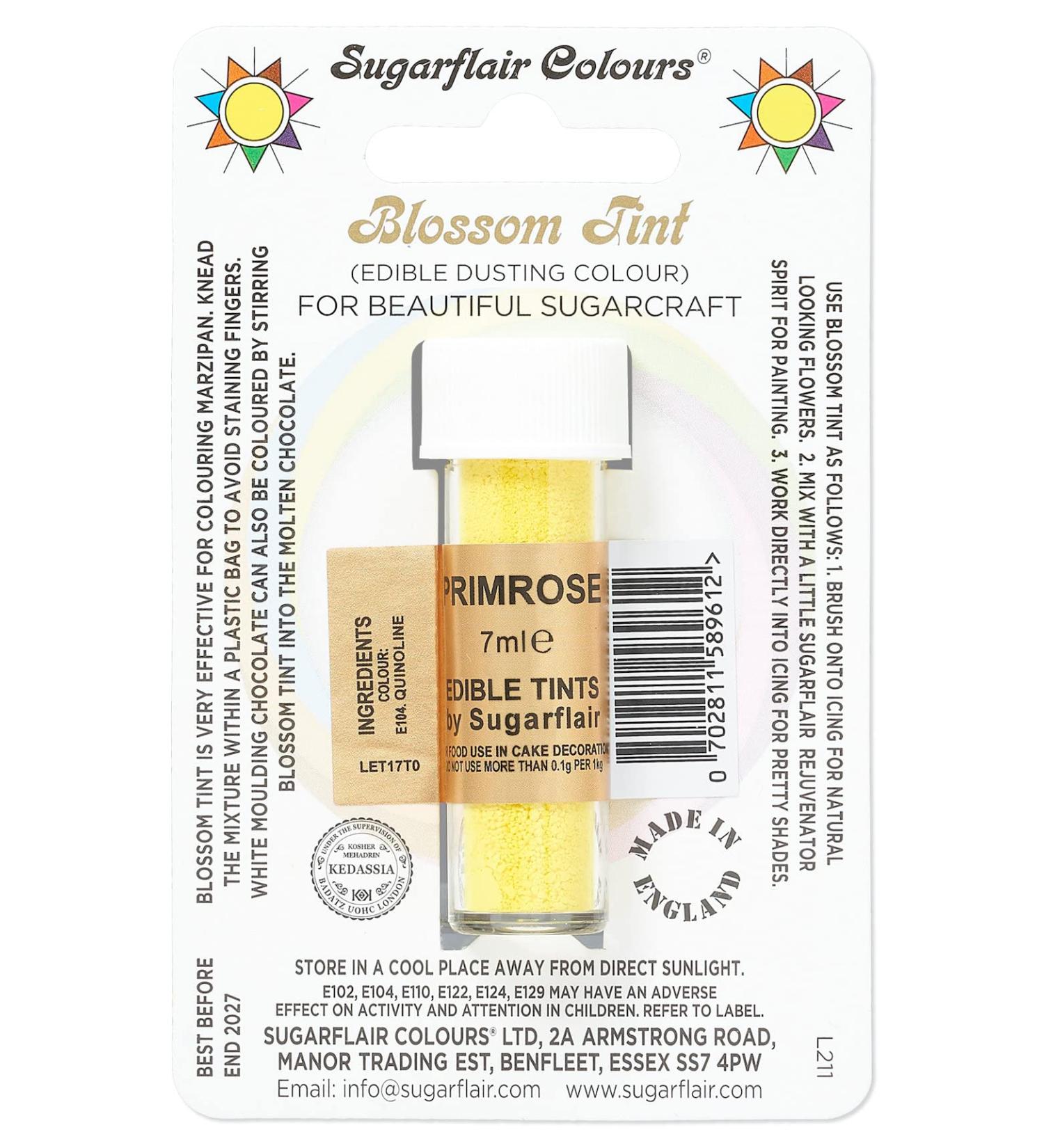 Sugarflair Primrose Blossom Tint Food Colouring and Dusting Powder Matt Finish Brush On or Mix with Rejuvenator Spirit to Create a One of A Kind Cake - 7ml