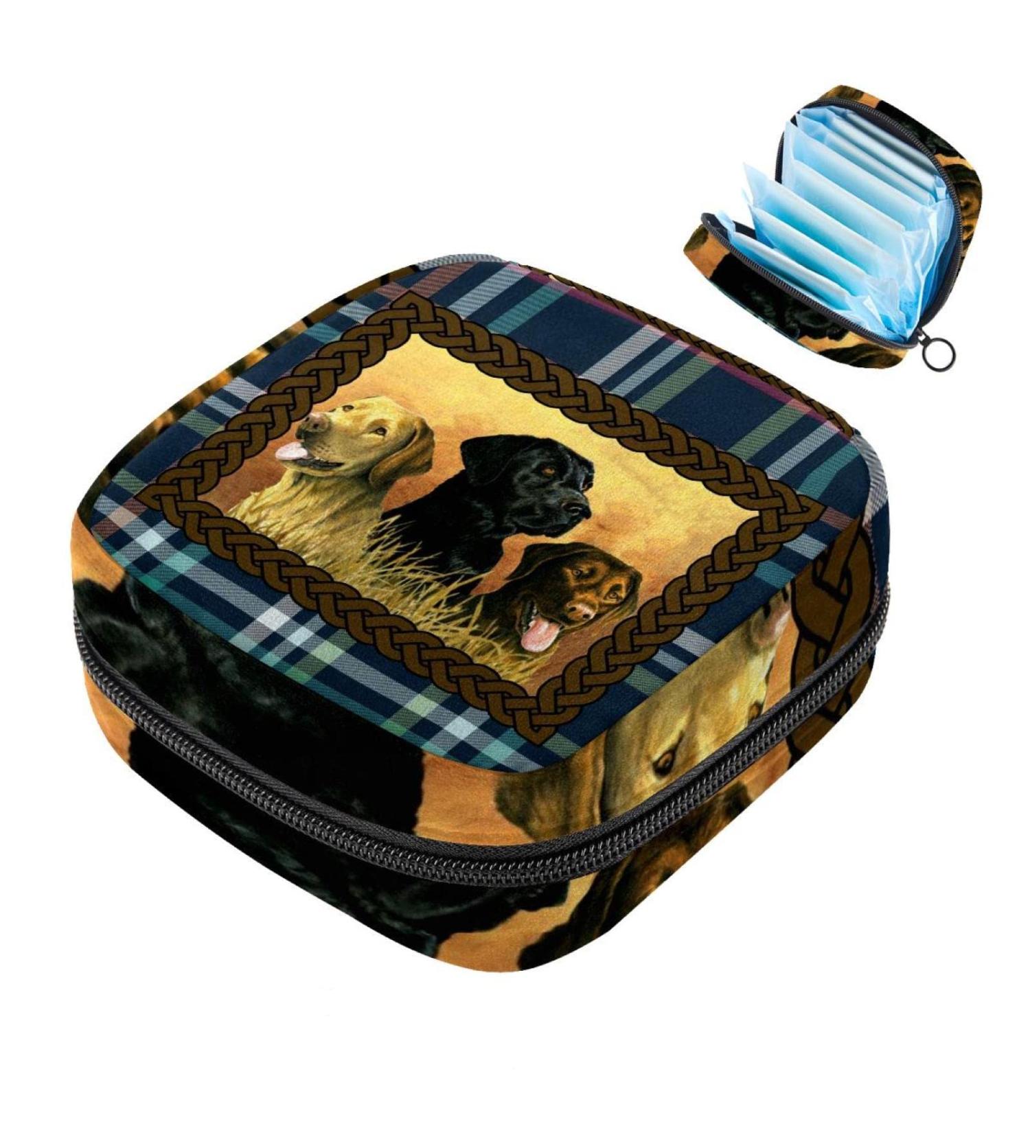 Three Dogs Within the Framework: Women's Portable Menstrual Cup & Napkin Storage Bag - Stylish Zipper Pouch for Teens & Women - Buy Online on GoSupps.com