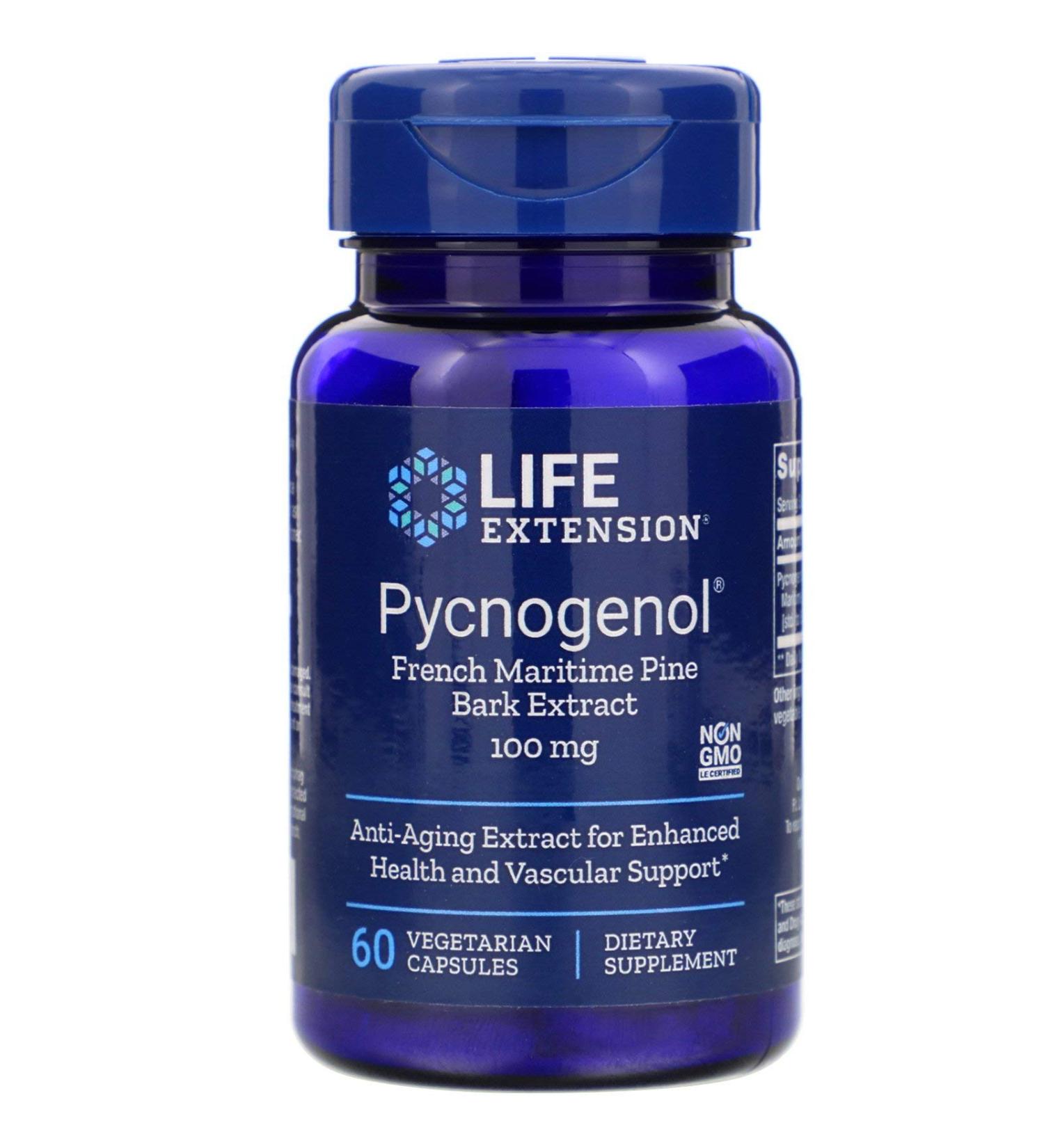 Life Extension Pycnogenol French Maritime Pine Bark Extract 100mg 60 Veg Capsules
