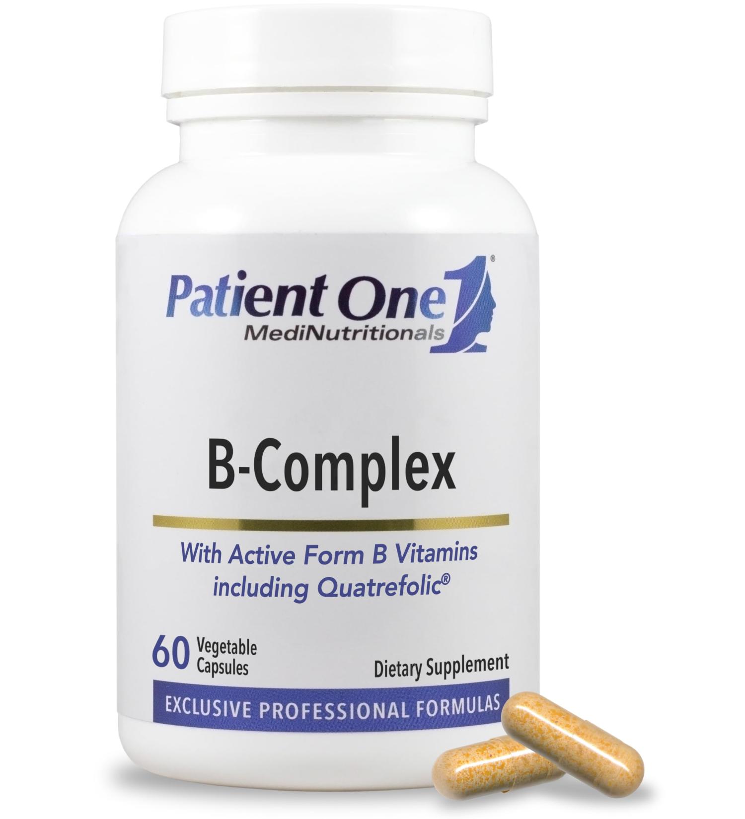 Patient One B-Complex | Supplement to Support Energy and Heart and Brain Health* | Active Essentials with Quatrefolic | 60 Capsules - Buy Online on GoSupps.com