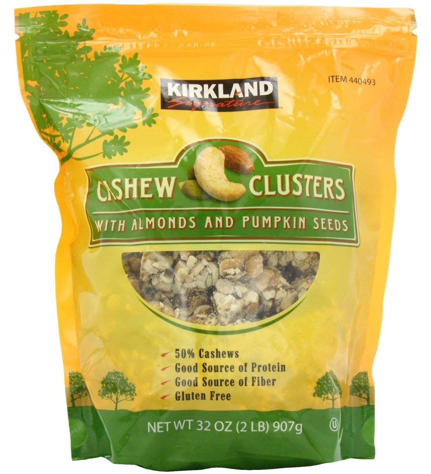 Kirkland Signature Cashew Clusters - 907g (2 lb) Pack of 1 - Premium Quality Cashew Snack - Buy Online on GoSupps.com