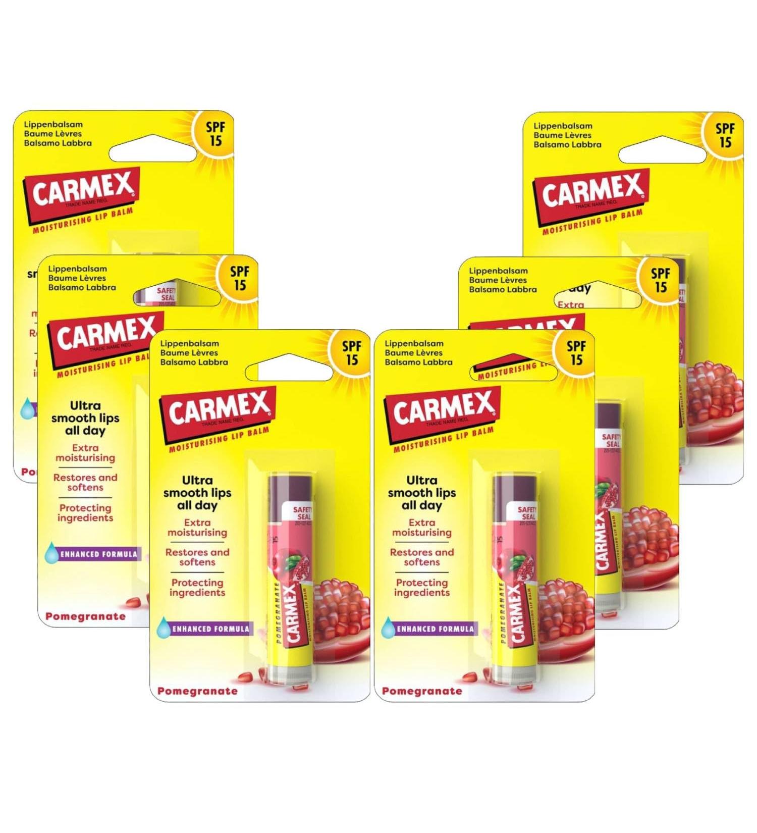  Carmex Carmex Pomegranate Lip Balm Ultra Moisturizing Spf 15 6 Units - Buy Online on GoSupps.com