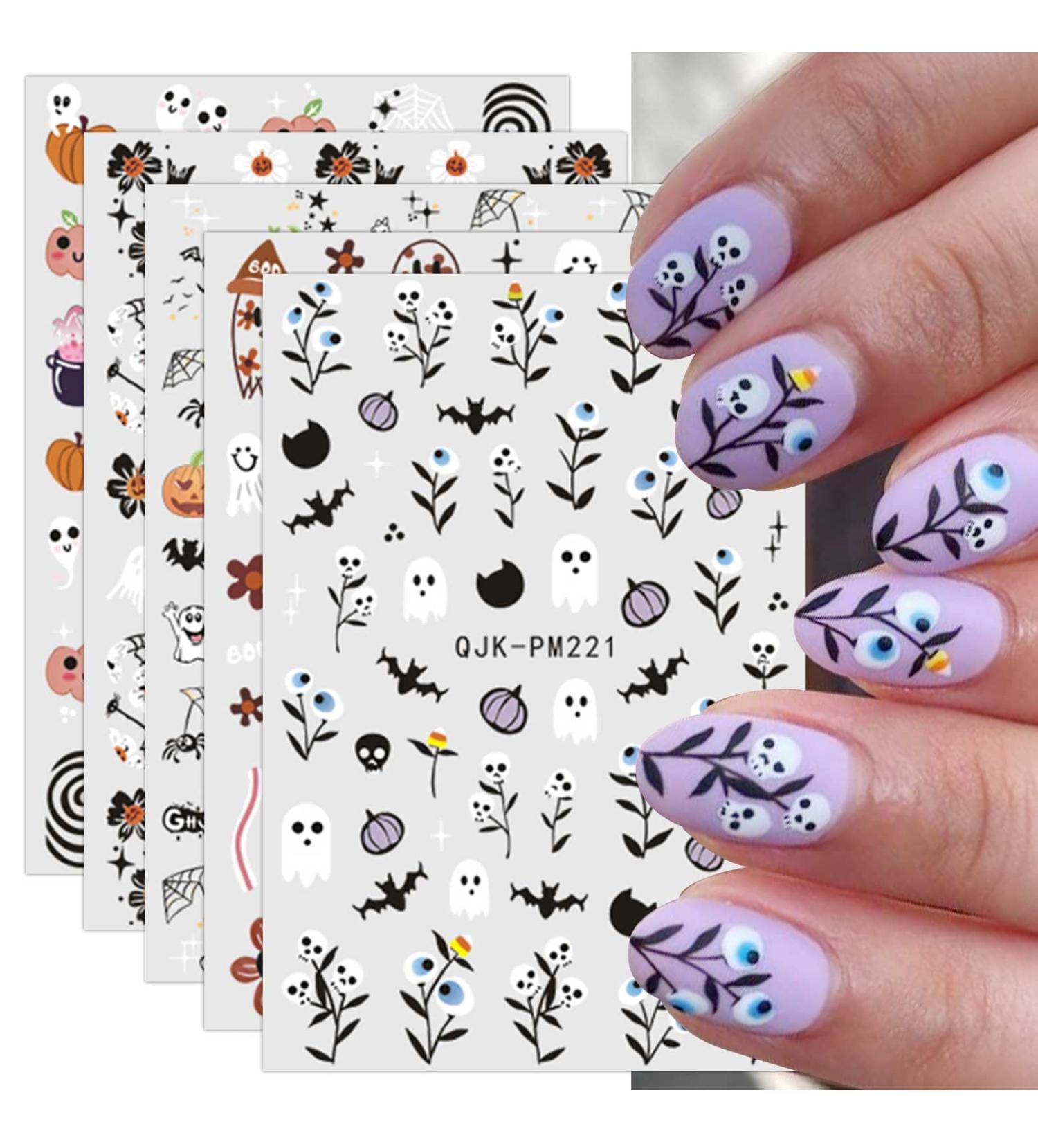 JMEOWIO 9 Sheets Halloween Nail Art Stickers Decals Self-Adhesive Star Cute Ghost Nail Supplies Nail Art Design Decoration Accessories - Buy Online on GoSupps.com