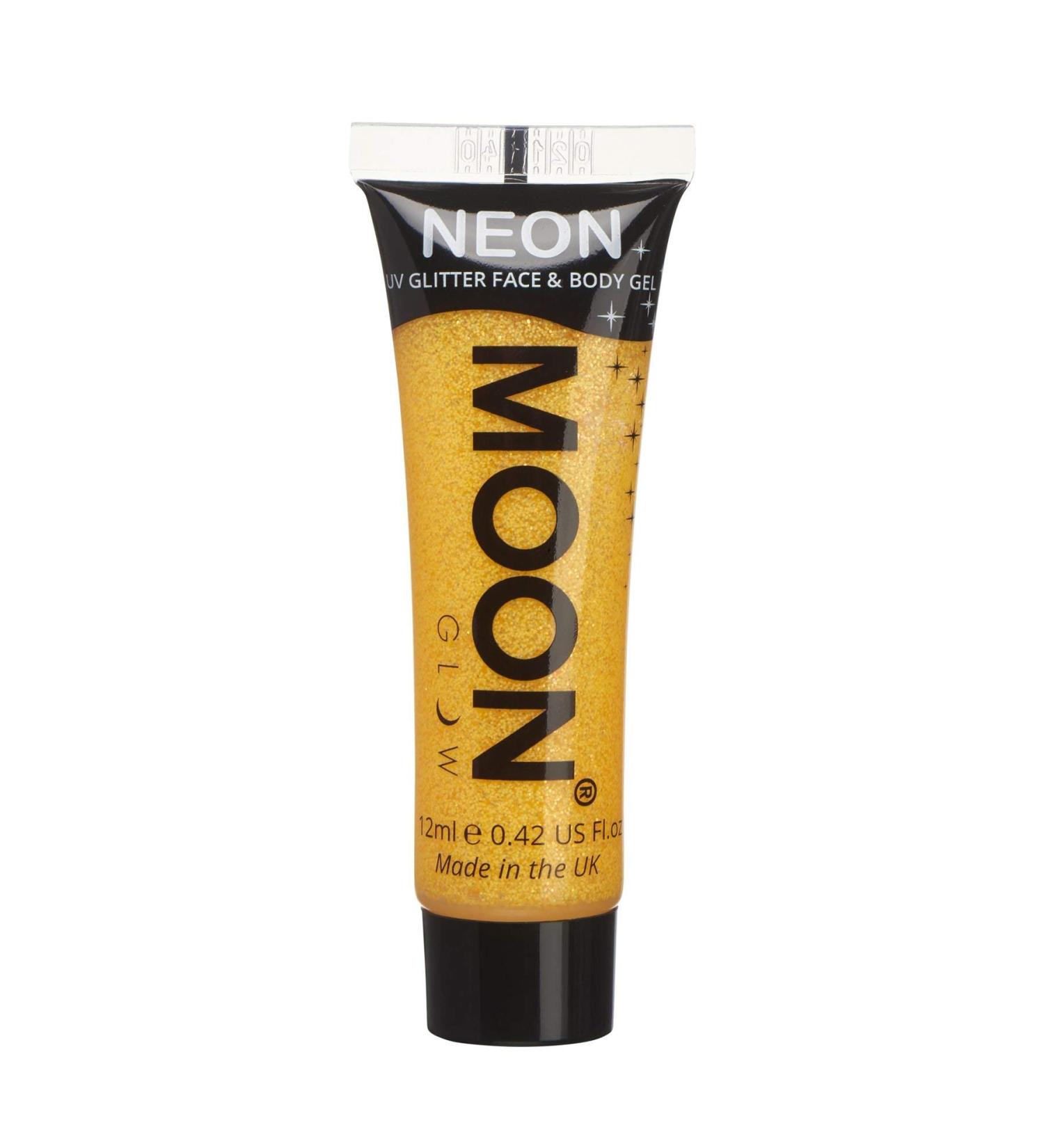 Buy Moon Glow Neon UV Glitter Face and Body Gel - 12ml Golden Yellow Glitter Face Paint | International Shipping - Buy Online on GoSupps.com