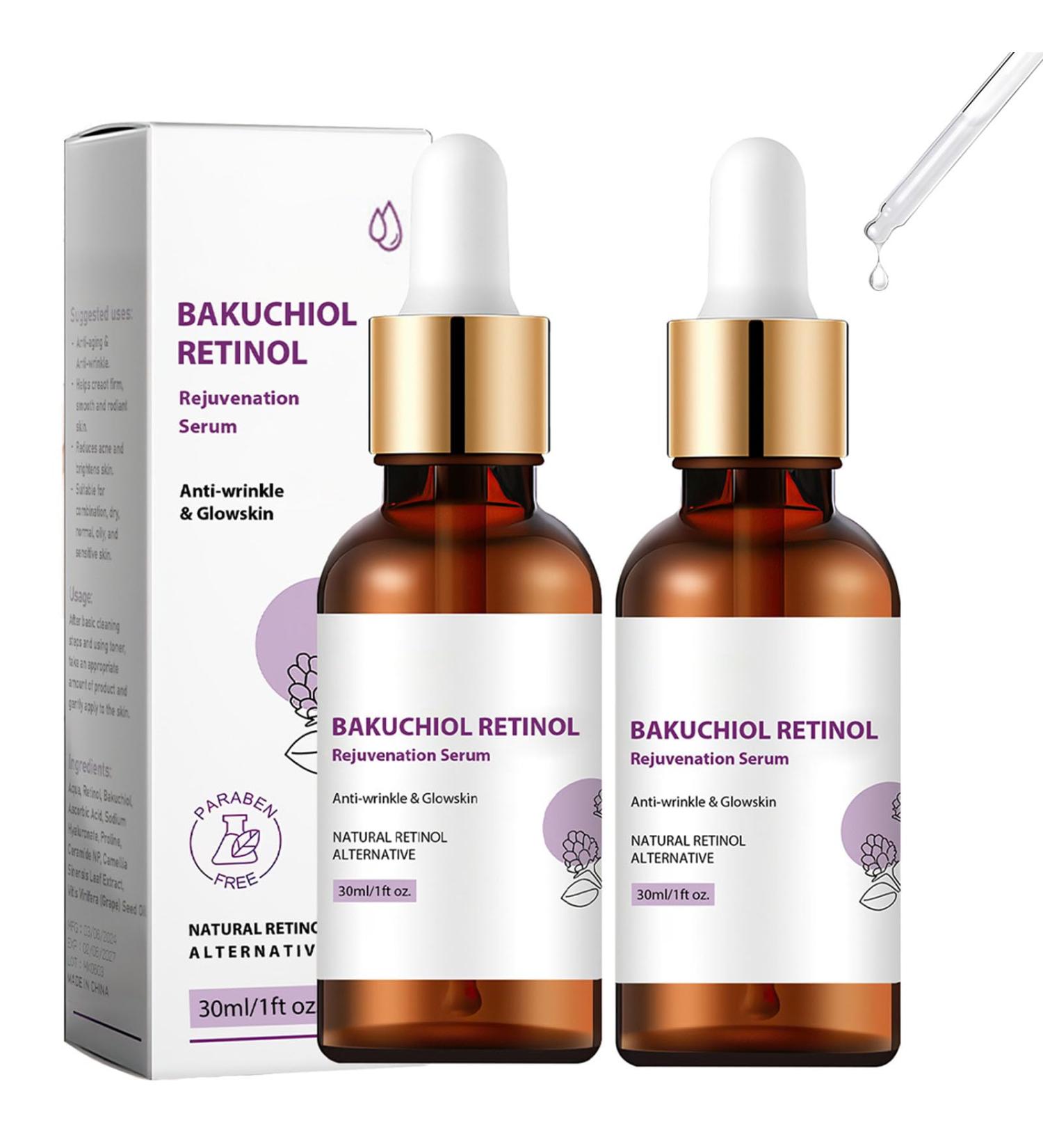 Venature Bakuchiol Retinol Rejuvenation Serum - Anti-Aging Face Serum with Retinol & Vitamin for Wrinkles (2Pcs) - Korean Skincare - Buy Online on GoSupps.com