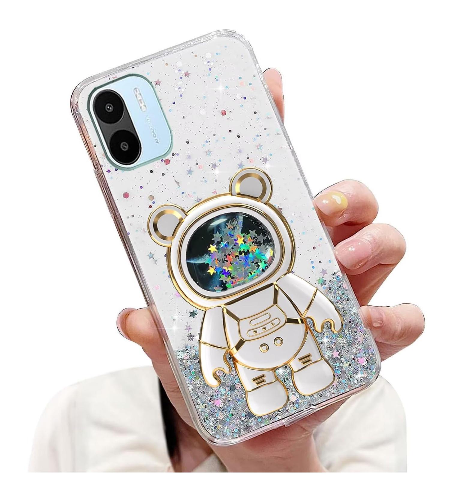 Tivenfezk Nadoli Xiaomi Redmi A1 Case - Glitter Astronaut Hidden Stand Soft Silicone Protective Cover - Buy Online on GoSupps.com