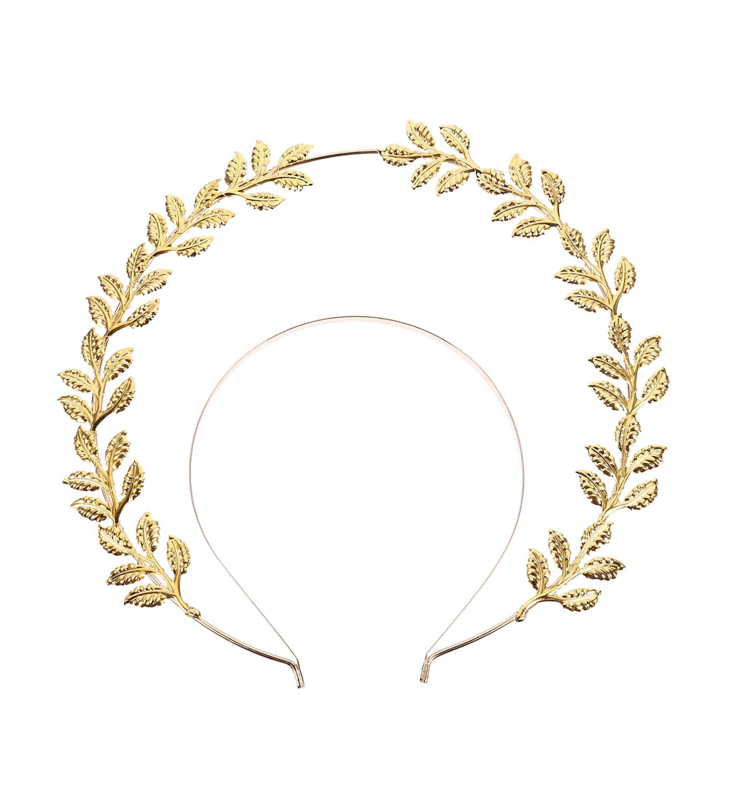Elegant Golden Leaf Design Bridal Headband Tiara Crown Hair Hoop for Weddings - Buy Online on GoSupps.com