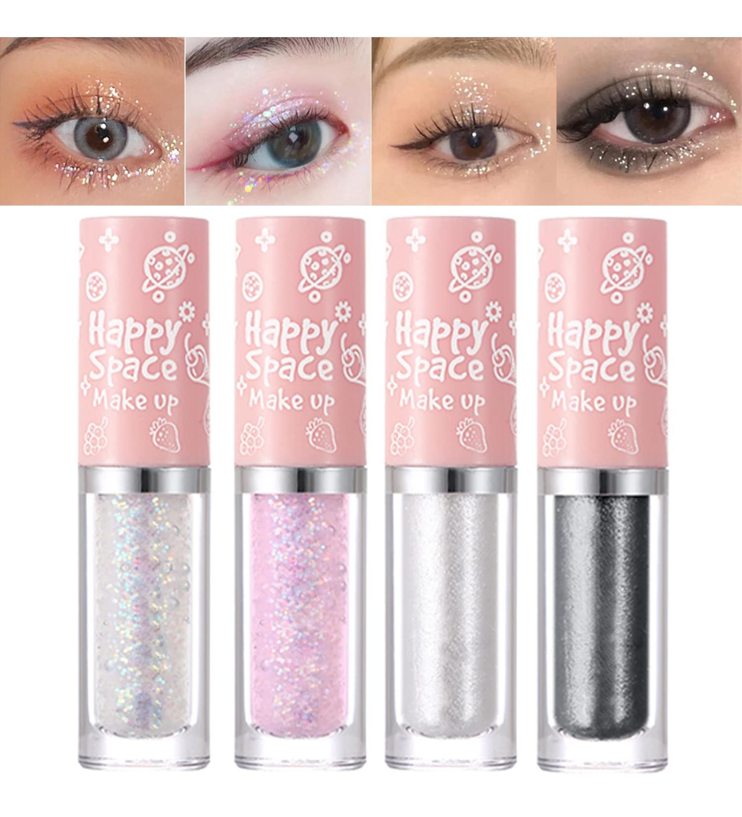 Erinde Liquid Glitter Eyeshadow Set - Shimmer Metallic Eye Shadow for Korean Sparkly Makeup - Long-Lasting & Lightweight Formula - 4PCS - Buy Online on GoSupps.com