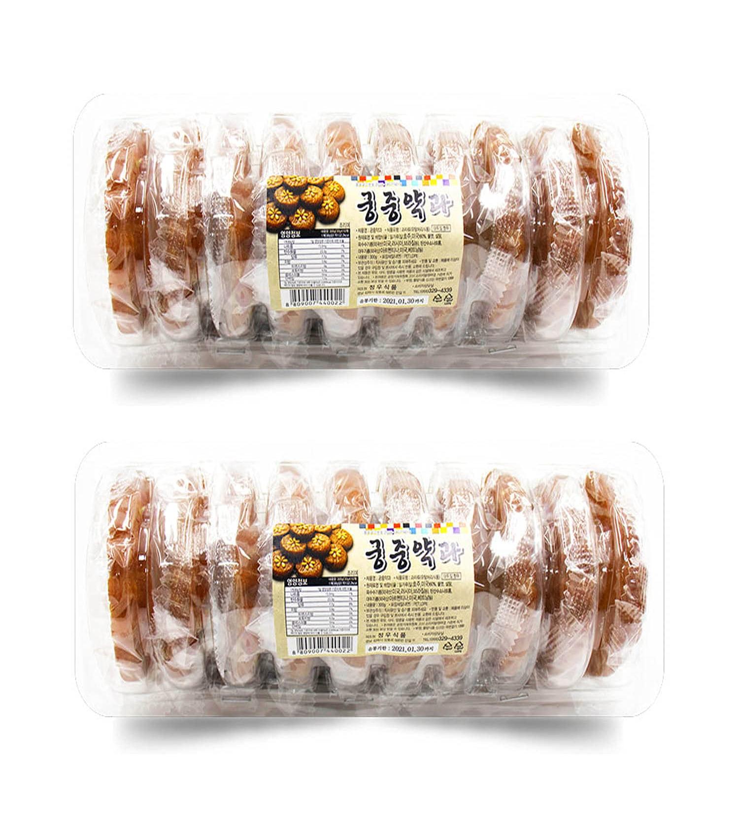 Korean Honey Sweet Yak Gwa Cookies 2 Pack (16 PCS) - Premium Traditional Snacks, Individual Wrapped Chewy Crackers - Asian Dessert Waffle Treats for All Ages - Buy Online on GoSupps.com