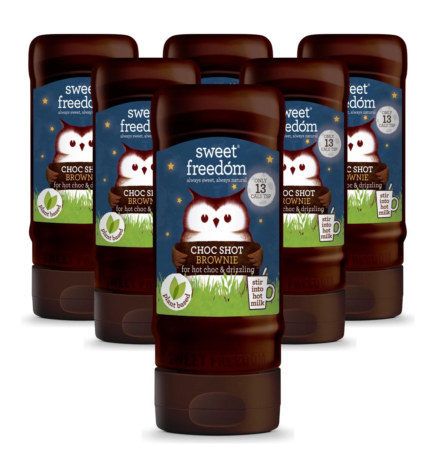 Sweet Freedom Choc Shot Brownie | Delicious Chocolate Sauce or Syrup | Plant Based & Vegan | Pack of 6 - Recyclable 320g. - Buy Online on GoSupps.com