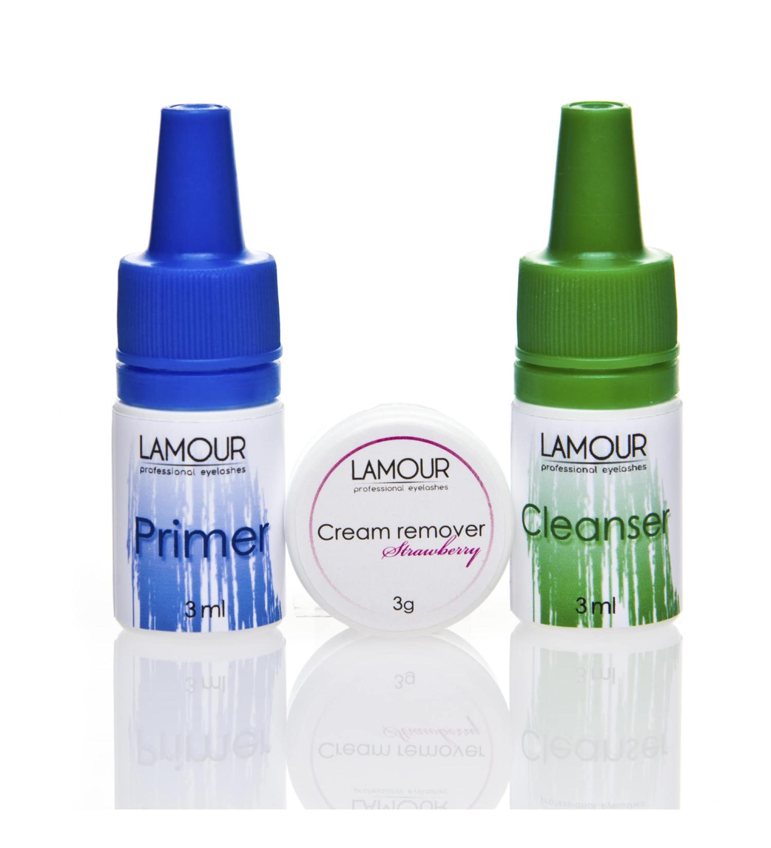 Eyelash Extension Kit - 3-in-1 Cleanser & Pre-Treatment | Lamour Lash Primer & Extension Cream Remover for Long-Lasting Eyelashes - Buy Online on GoSupps.com