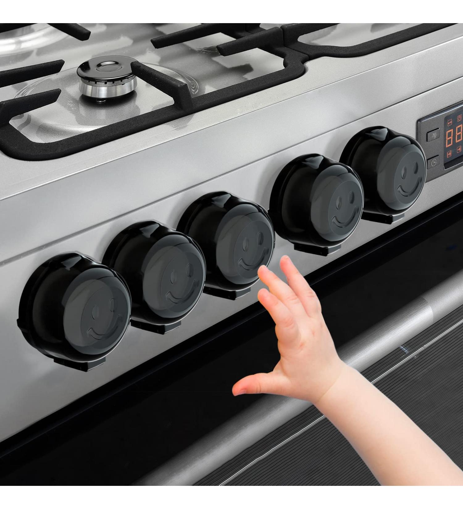 Babepai Stove Knob Covers - 5 Pack | Child Safety Gas Oven Locks | Universal Double-Key Design | Stove Guard Baby Proofing in Black - Buy Online on GoSupps.com