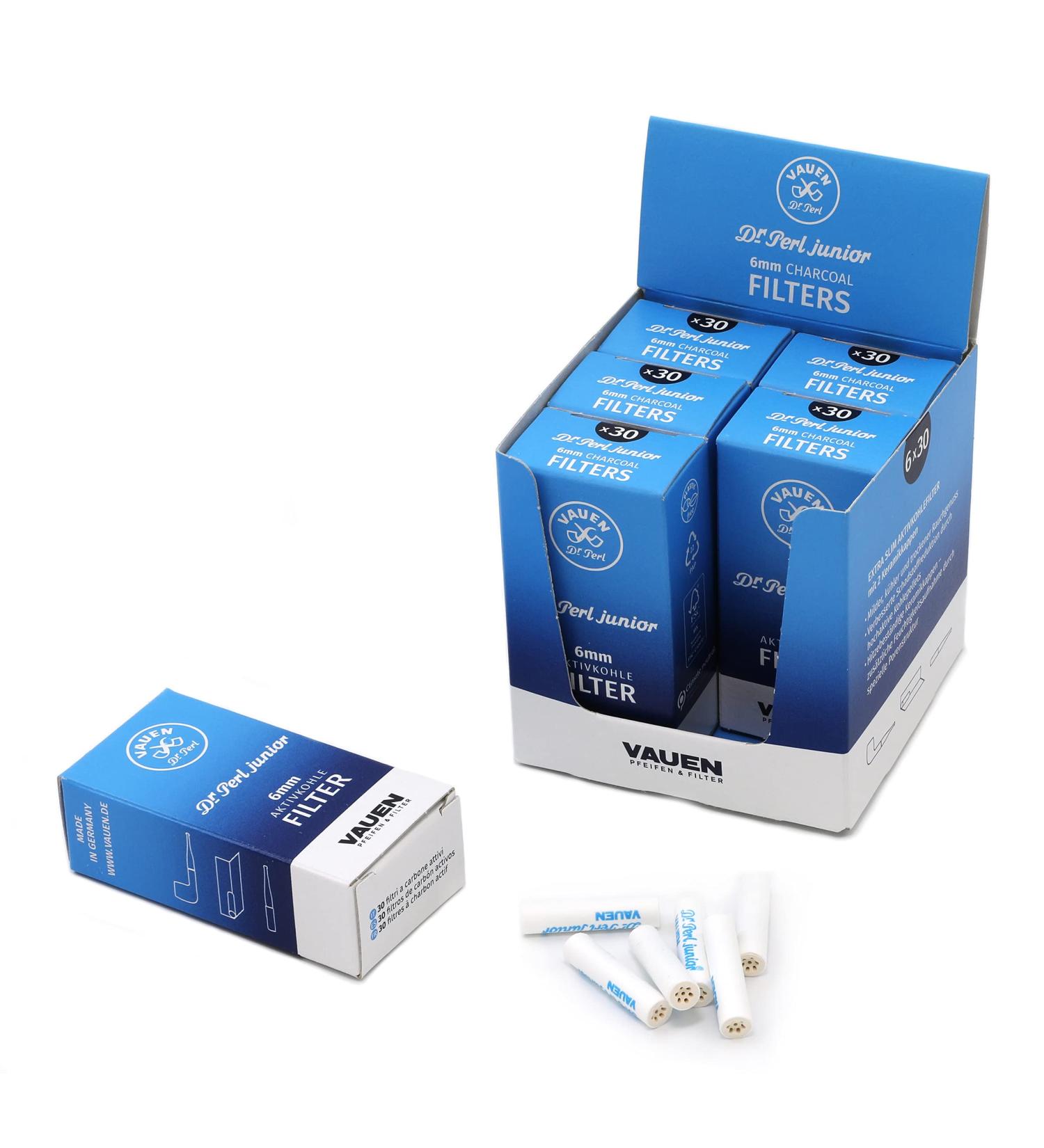 Vauen Dr. Perl Junior 6mm Activated Charcoal Filters - 6 Packs (180 Filters) - Buy Online on GoSupps.com