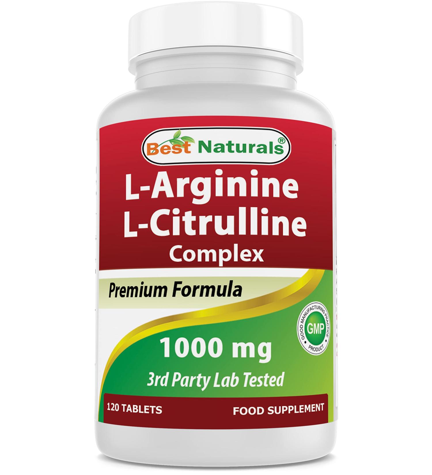Best Naturals L-Arginine L-Citrulline Complex 1000 mg 120 Tablets (120 Count (Pack of 1)) - Buy Online on GoSupps.com
