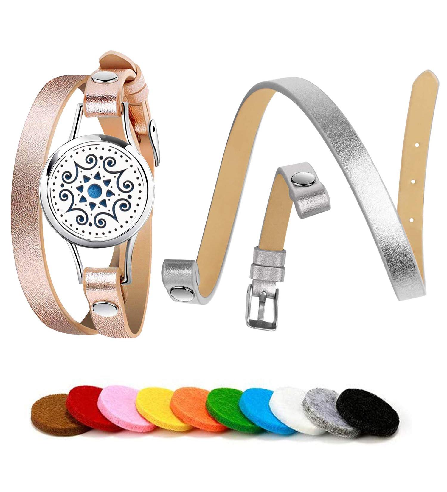 Phogary Aromatherapy Bracelet - Mandala Pattern Aroma Oil Diffuser & Stainless Steel Jewelry Gift for Valentine's Day Mother's Day Birthdays - Buy Online on GoSupps.com