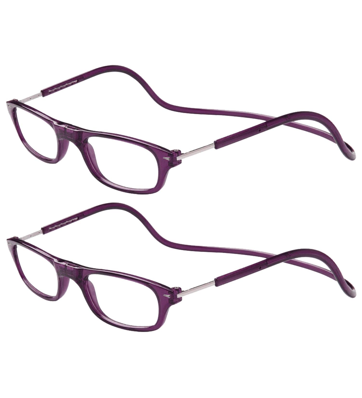 TBOC Pack: Reading Glasses +4.00 Dioptres | Foldable Magnetic Clip - Dark Violet | Presbyopia Aid for Men & Women (2-Pack) - Buy Online on GoSupps.com