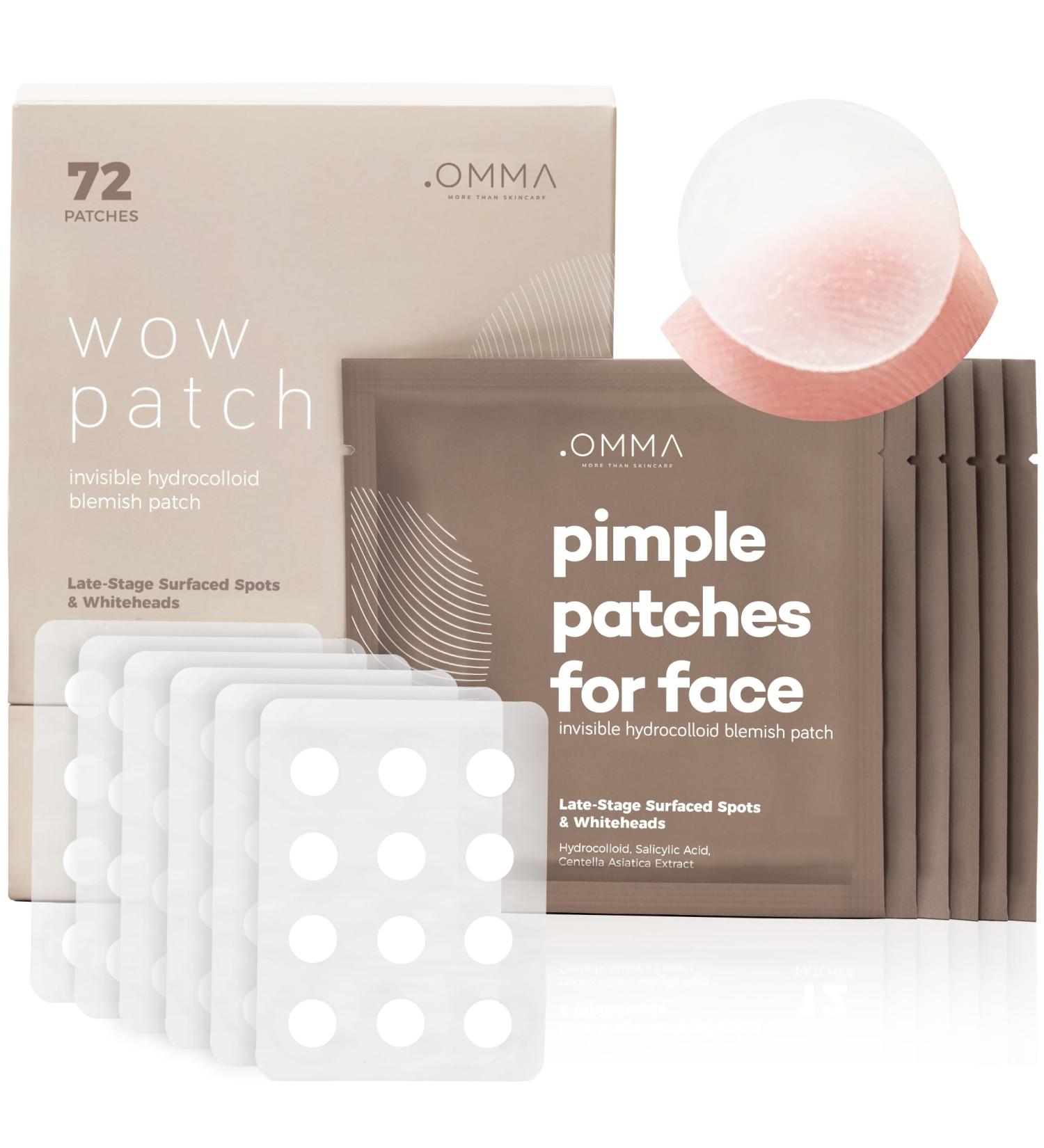 OMMA Pimple Stickers - Hydrocolloid Acne Treatment | 72 Korean Zit Patches with Salicylic Acid for Spot Treatment & Whitehead Extraction - Buy Online on GoSupps.com