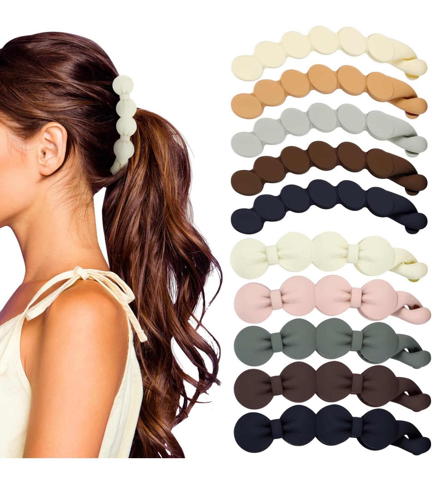 10 Pcs Matte Banana Hair Clips for Women - Strong Hold Ponytail Bun Holder and French Barrettes Styling Accessories - Buy Online on GoSupps.com