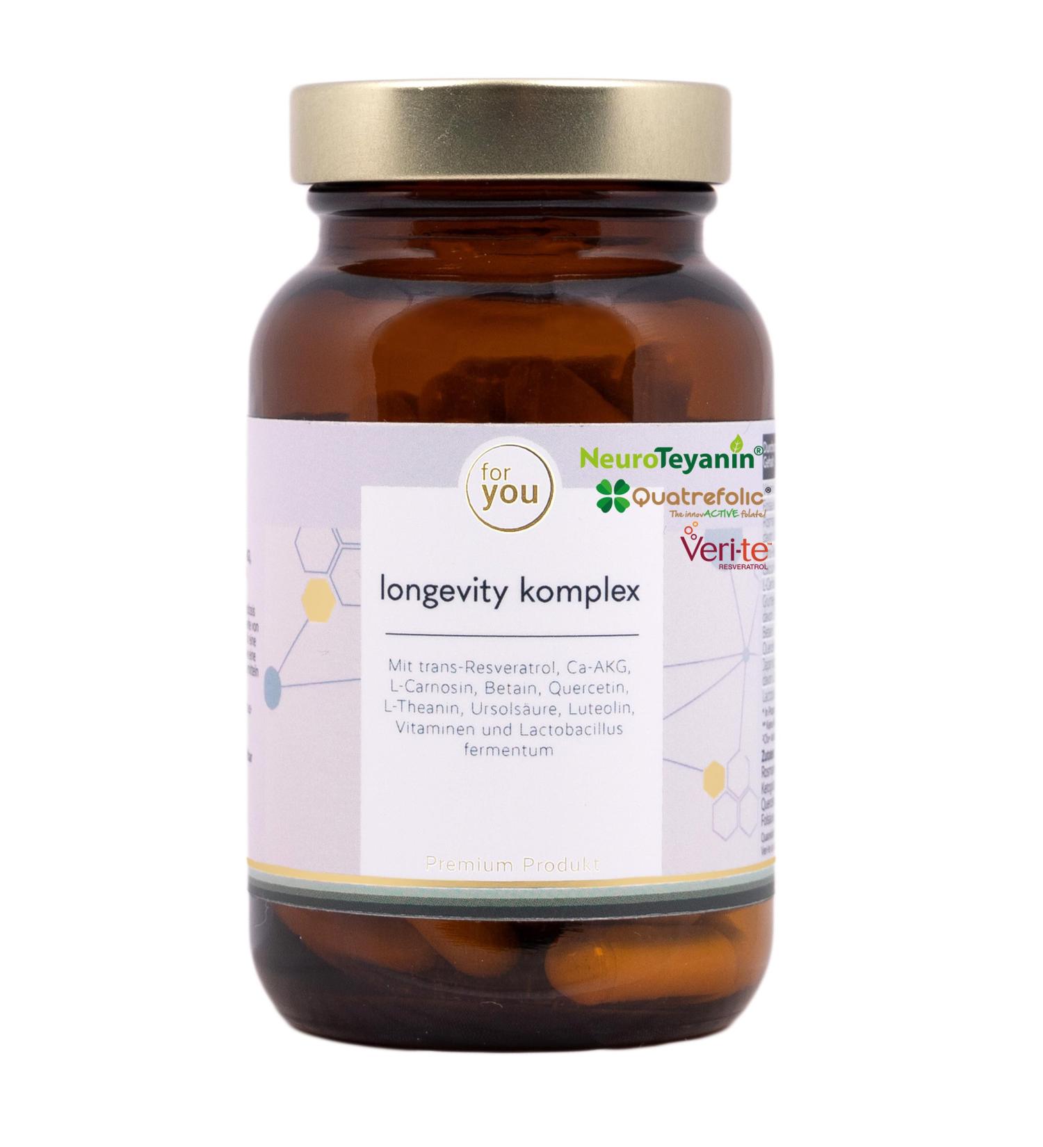  for you for you Longevity Complex 60 Capsules (30 Servings) - Dietary Supplement with 11 Coordinated Longevity Ingredients - With Premium Brand Raw Materials NeuroTeyanin  - Buy Online on GoSupps.com