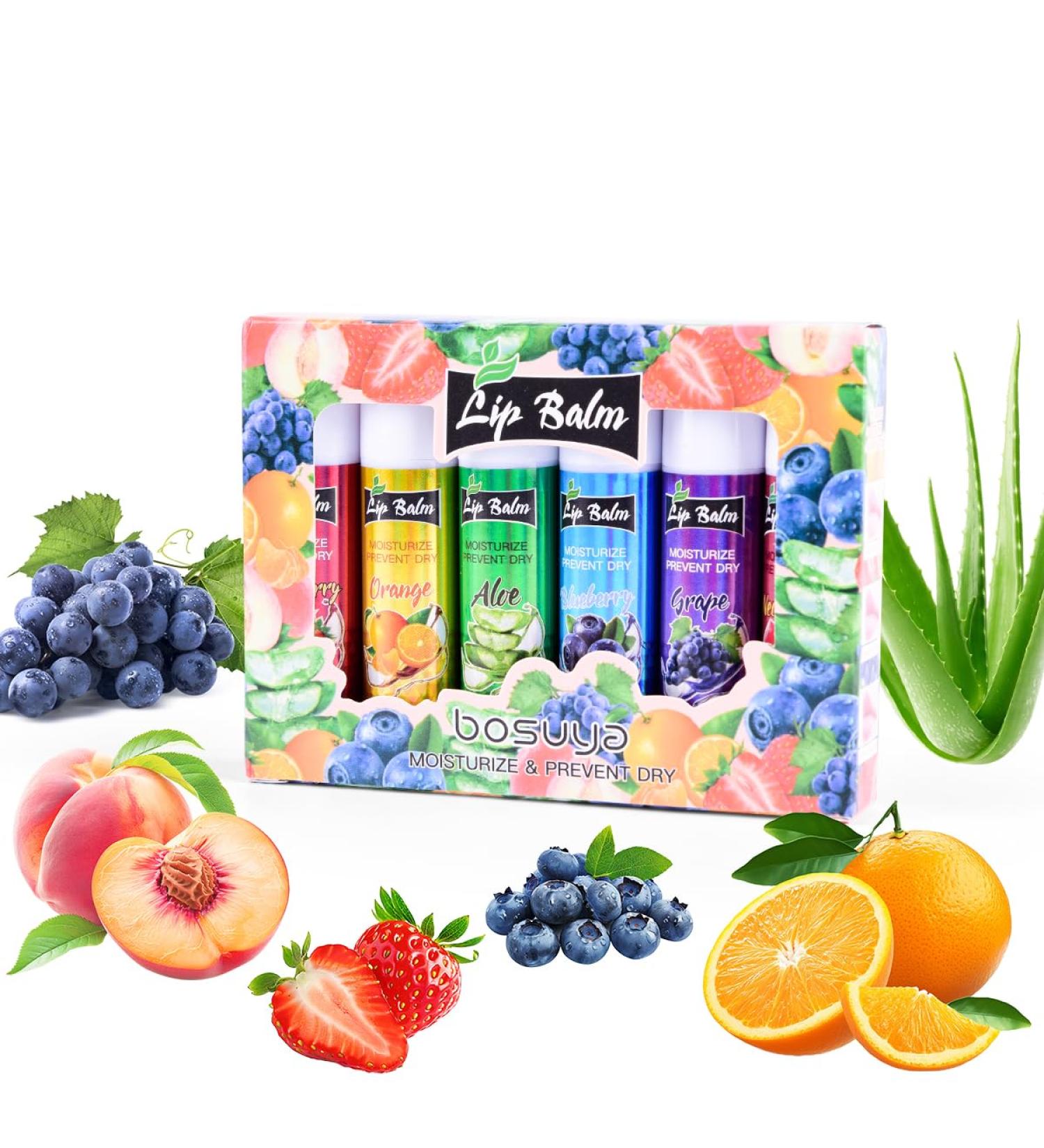 Fruit flavor lip balm,6 pack Natural Soft All-Day Moisturizer with Vitamin E and Coconut Oil,100% Natural & Organic Lip Balm Sticks for repair chapped lips or dry lips - Buy Online on GoSupps.com