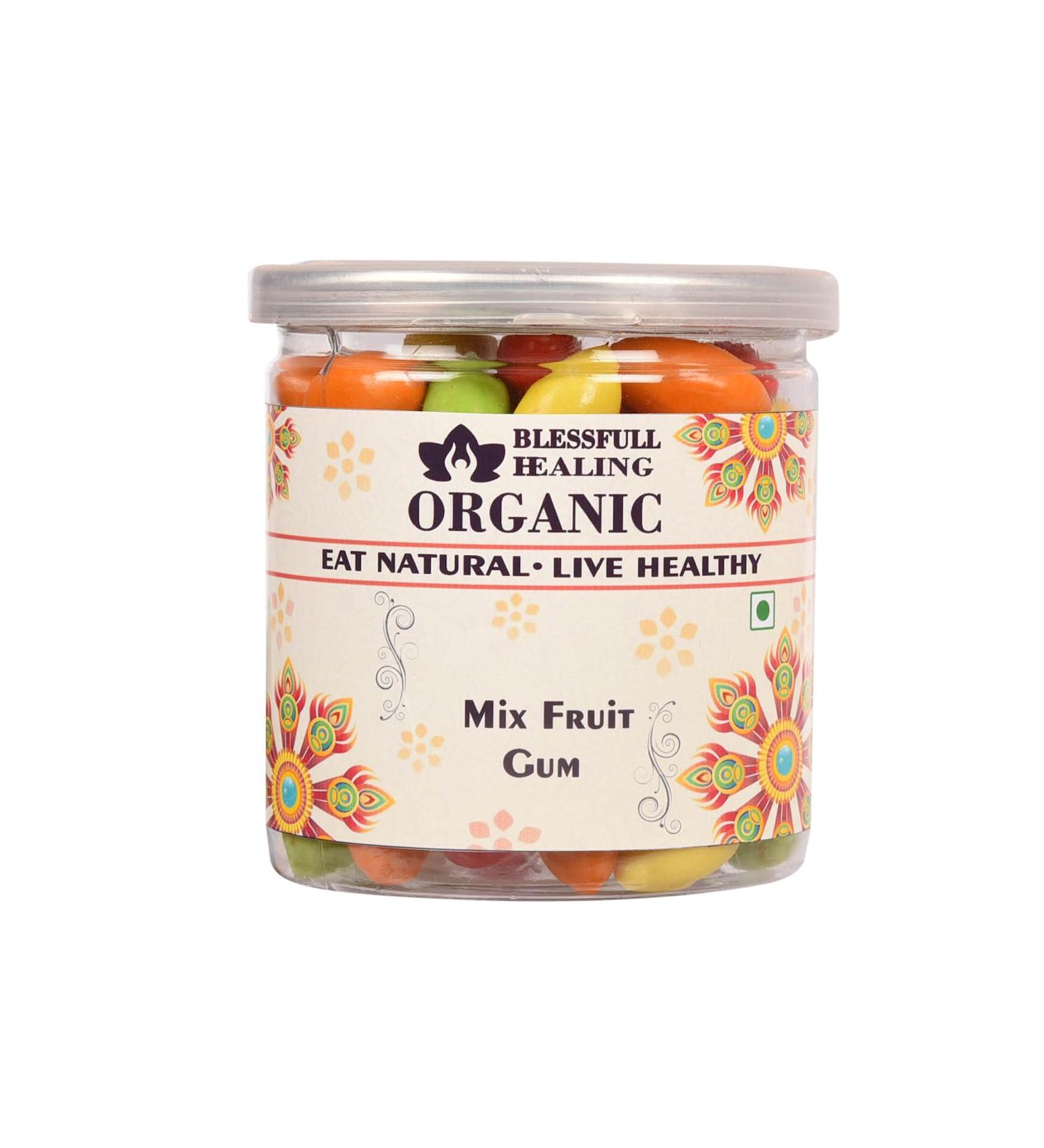 Blessfull Healing Organic Mix Fruit Gum 300 Gram Airtight Container (Packing May Vary)