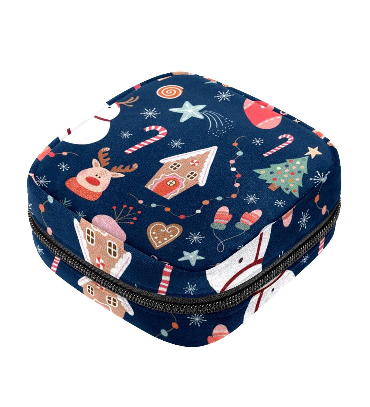 Christmas Pattern Sanitary Napkin Storage Bag - Menstrual Period Kit Pouch for Women & Teens - Color 3 - Buy Online on GoSupps.com
