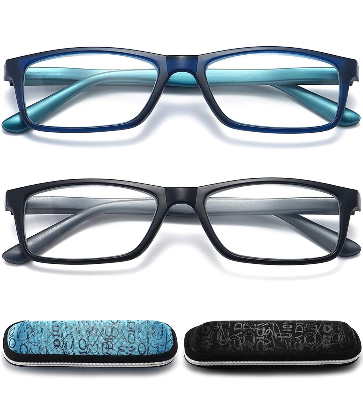 2 Pack Men's Blue Light Blocking Reading Glasses 1.25x - Glare Blocking Computer Readers with Spring Hinge for Eye Protection - Buy Online on GoSupps.com