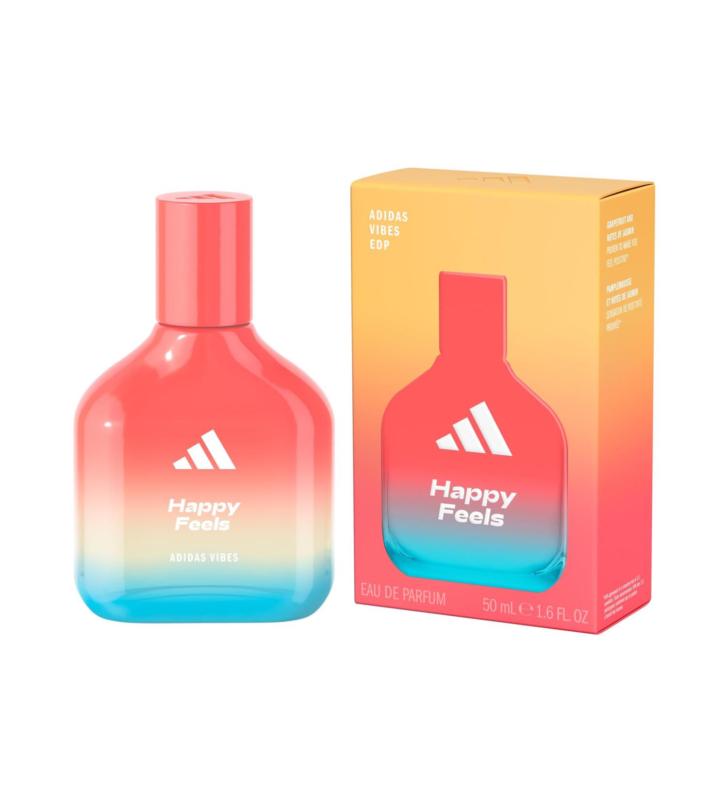 adidas Vibes Happy Feels Eau de Parfum 1.6 fl oz (Pack of 1) Notes of Floral Grapefruit and Vanilla Unisex Fragrance Long Lasting Sporty Fragrance Travel Size Floral 1.6 Fl Oz (Pack of 1) - Buy Online on GoSupps.com