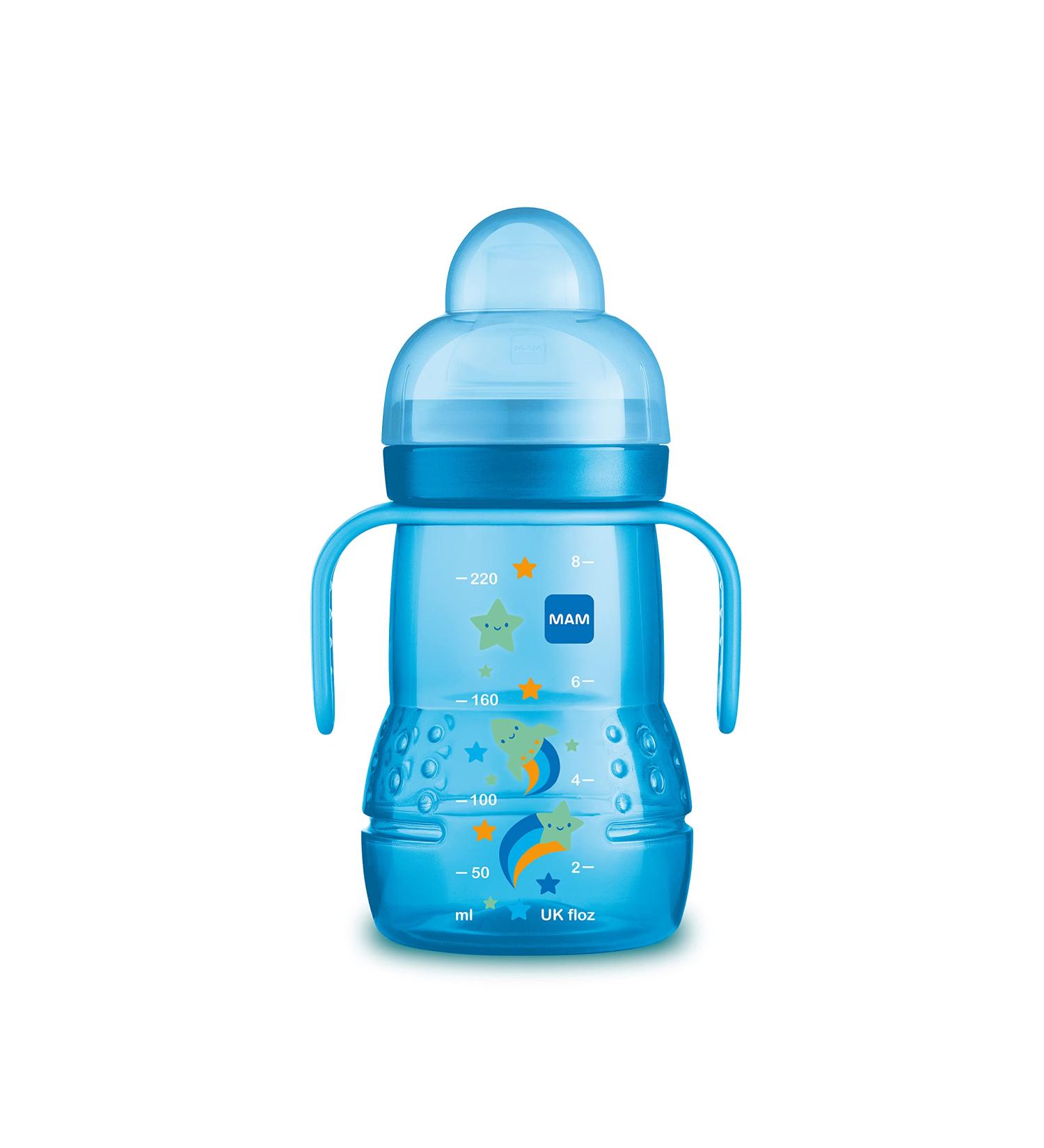MAM Training Cup (1 Count) MAM Sippy Cup Drinking Cup for Babies With Spill-Free Spout and Non-Slip Handles For Boys 8 Ounces Blue 4+ Months Boy - Buy Online on GoSupps.com