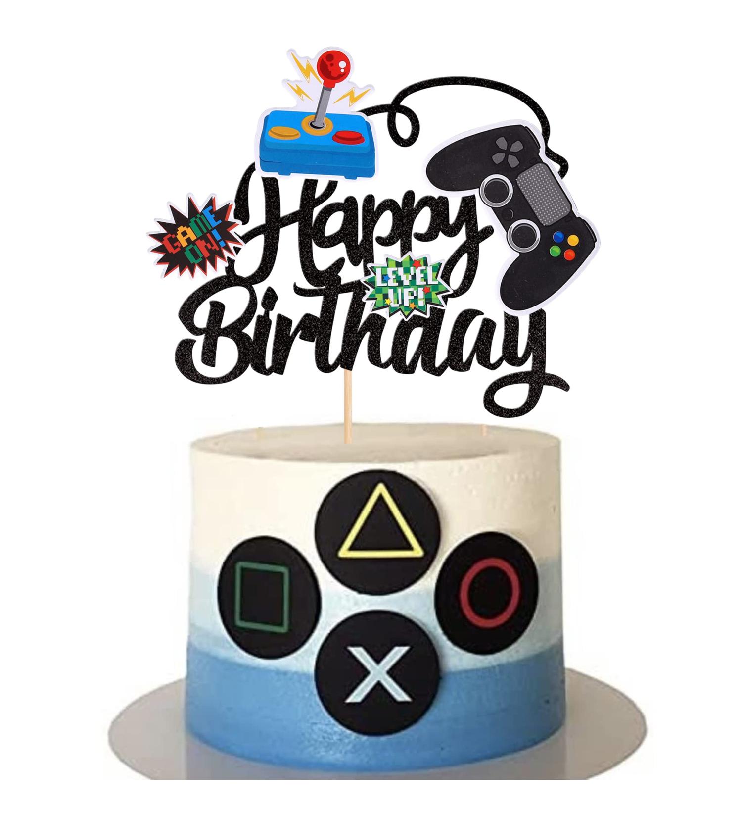 Xsstarmi 1 Pack Happy Birthday Cake Topper Video Game Happy Birthday Cake Pick GamePad Cake Decorations for Game Theme Baby Shower Kids Birthday Party Decorations Supplies Black Style02-black - Buy Online on GoSupps.com