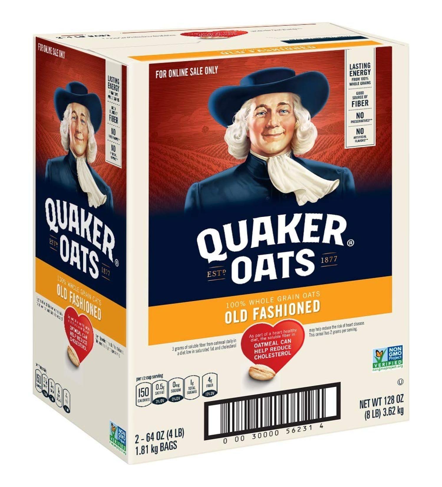 Quaker Old Fashioned Rolled Oats - Non-GMO, 2 x 64oz Bags, 90 Servings - Buy Online on GoSupps.com