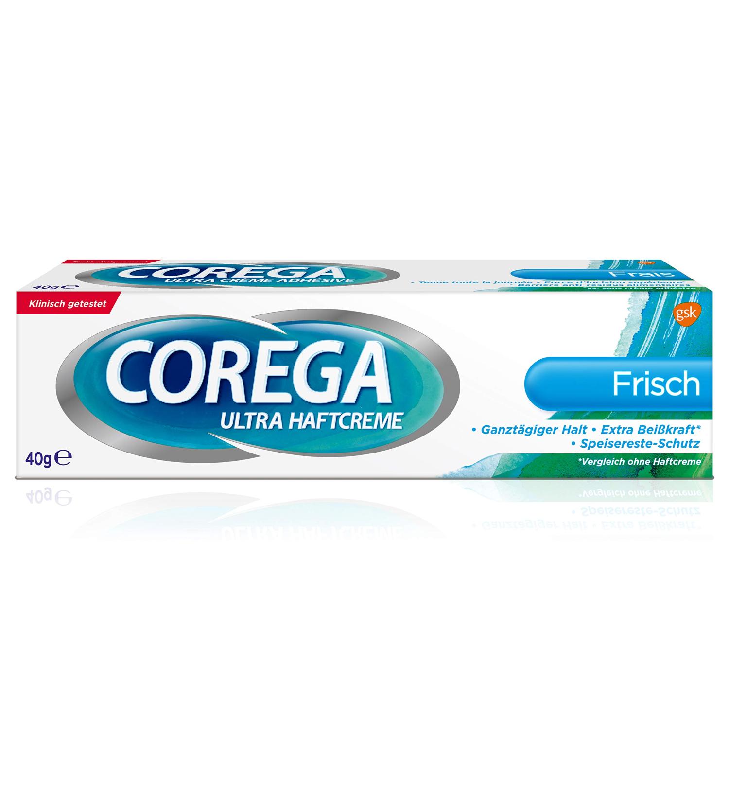 Corega"Ultra Haftcreme Frisch" Denture Adhesive Cream Fresh 40 g Double Pack - Buy Online on GoSupps.com