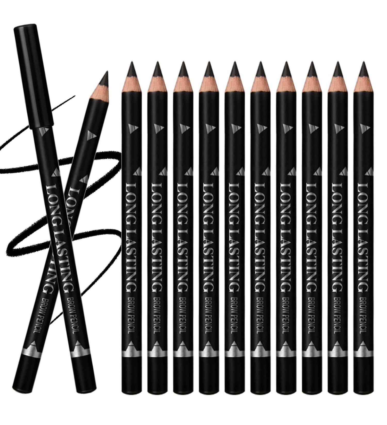 12PCS Waterproof Black Eyebrow Pencils Set - Long-Lasting Eye Liner Pencils for Women - Buy Online on GoSupps.com