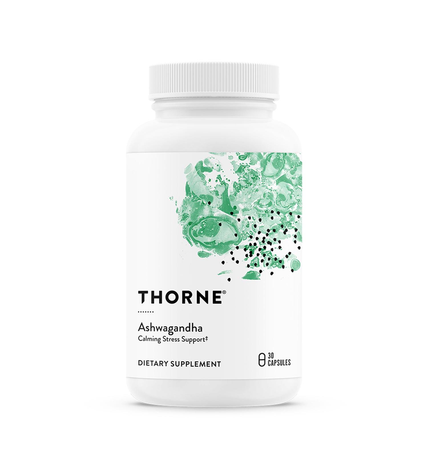 THORNE - Ashwagandha - Highly Concentrated Shoden - Calming Stress Support for Women & Men* - Supports Daytime Energy Mental Clarity & Optimal Immune Function* - 30 Capsules 30 Count (Pack of 1) - Buy Online on GoSupps.com