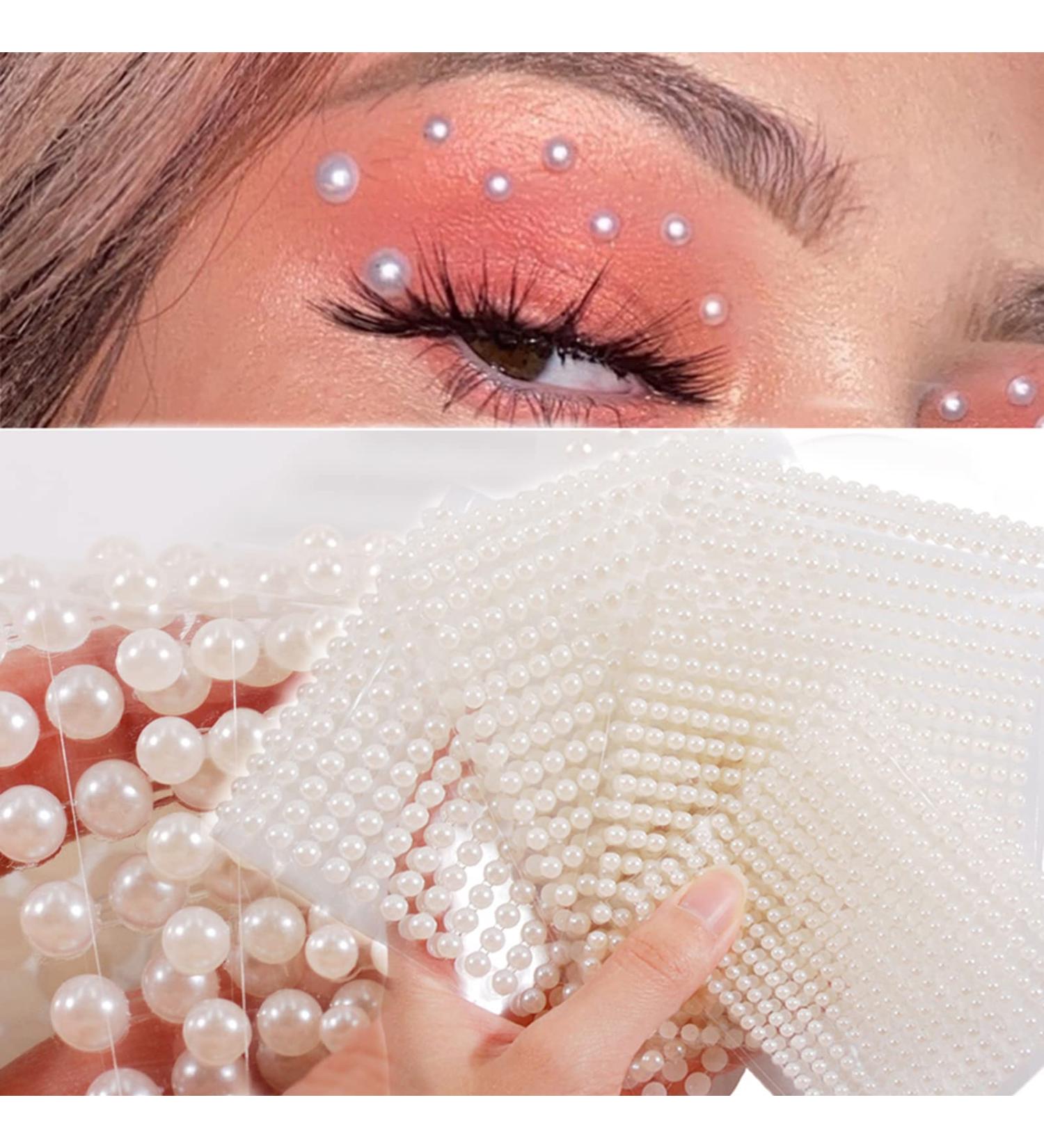 White Pearl Face Gems & Hair Jewels | Self-Adhesive Rhinestones for Women | Festival & Nail Art DIY Decoration Kit - 4 Sheets - Buy Online on GoSupps.com