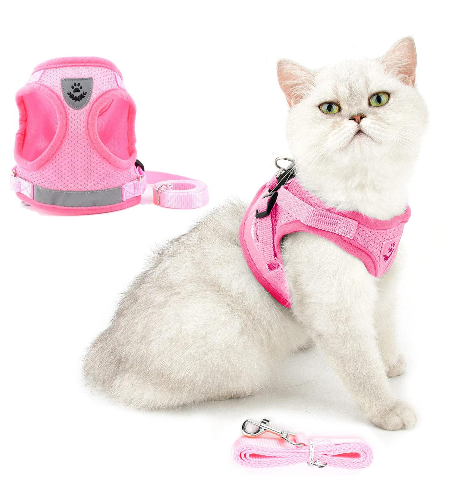 Ranphy Cat Dishes & Adjustable Leash - Reflective Small Dog Harness No Pulling Soft Mesh Fabric Padded Hiking Jacket XS - Pink - Buy Online on GoSupps.com
