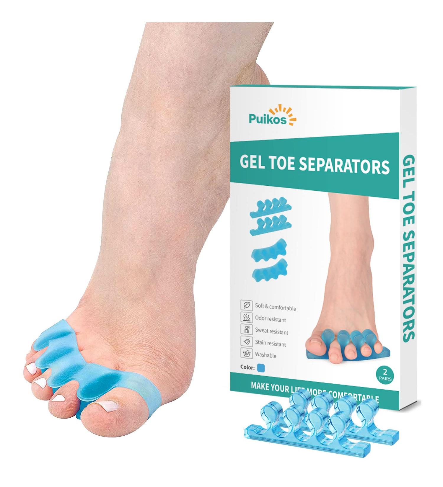 Puikos Blue Toe Separator & Straightener for Overlapping Toes, Bunion Relief & Plantar Fasciitis - Orthotic Toe Spacers for Crooked Pedicure Nails & Yoga - Buy Online on GoSupps.com
