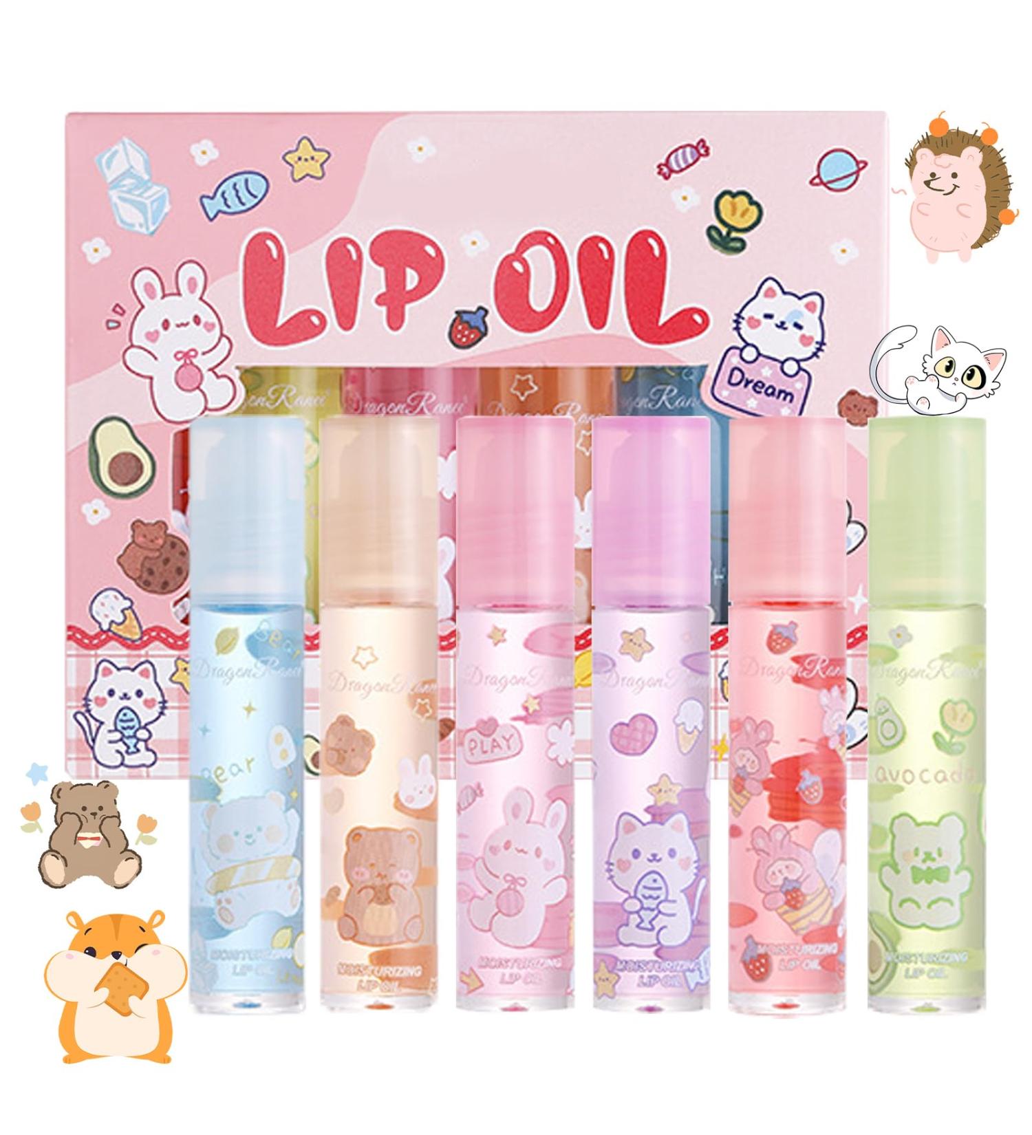 FEXPDL 6PCS Lip Gloss Set Shimmer Lip Gloss Lip Oil Light Lip Gloss Set Cute Lipgloss Sets Kids Non-Stick cup Long Lasting Lip Kit for Women and Girls - Buy Online on GoSupps.com