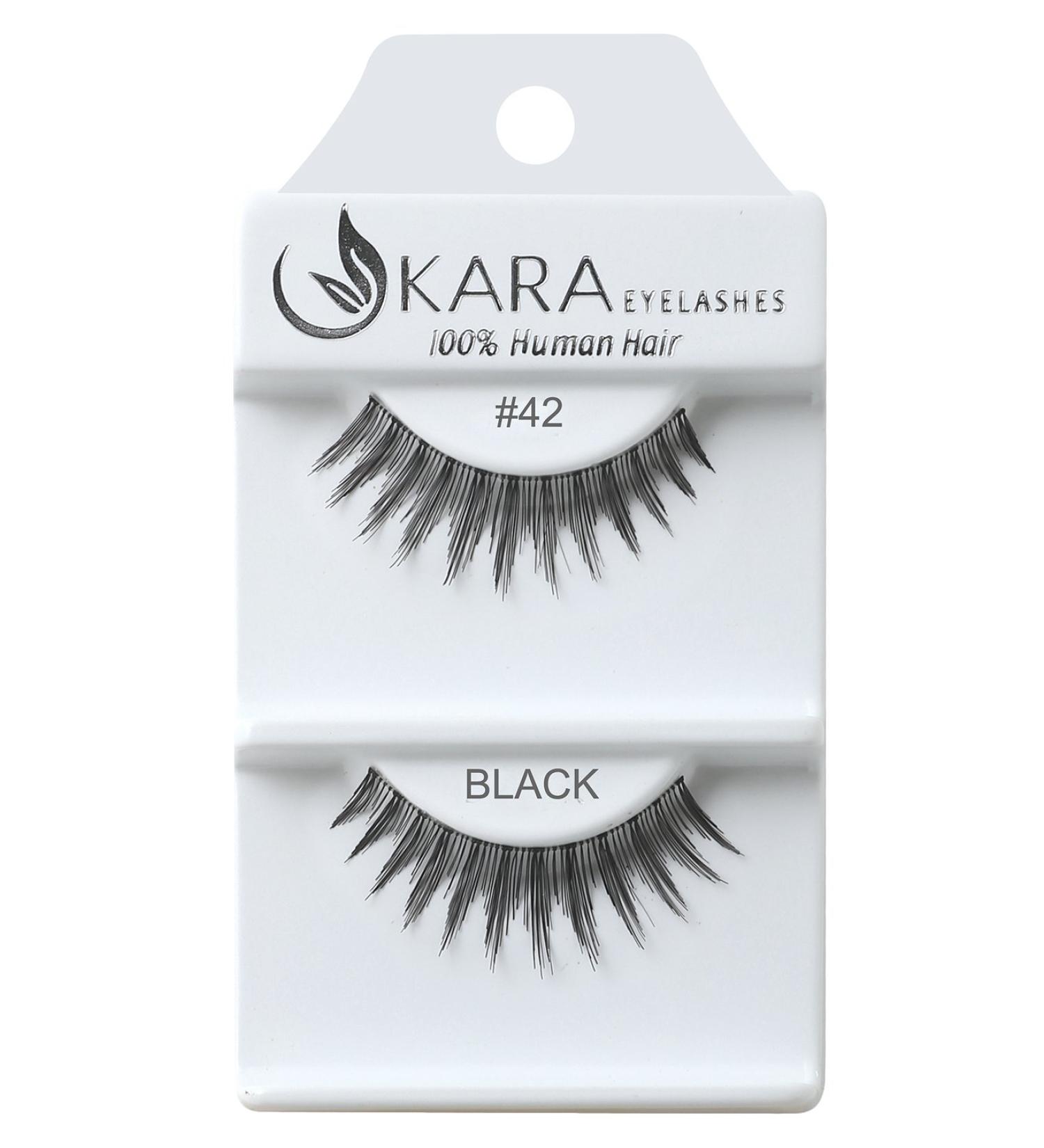 Kara Beauty Human Hair Eyelashes - 42 (Pack of 12)