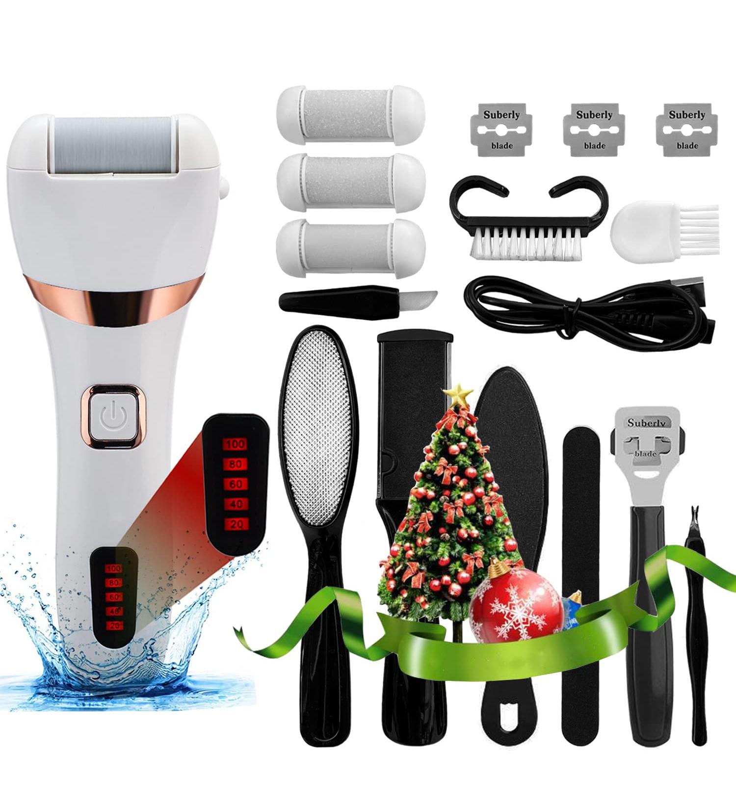 OUXI Electric Foot Callus Remover - Rechargeable 16-in-1 Pedicure Kit with 3 Roller Heads, Waterproof Dead Skin Foot File - 2 Speeds, Pedicure Tools for Men and Women - Buy Online on GoSupps.com