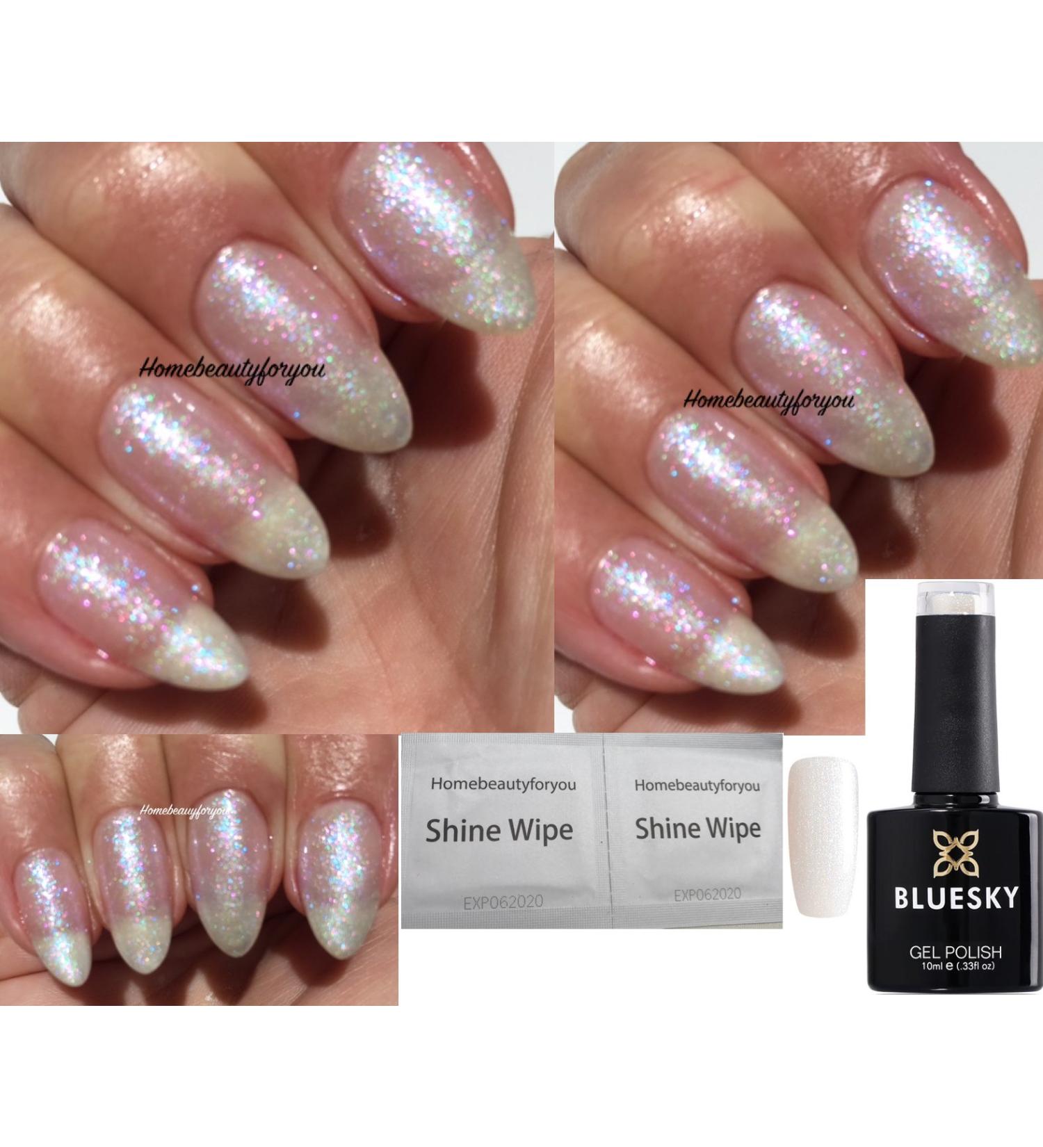 Bluesky Gel Nail white glitter Crystal Pearl White Snowflake White Holographic Glitter SJ28 Christmas Color UV LED Soak Off 10ml - Buy Online on GoSupps.com