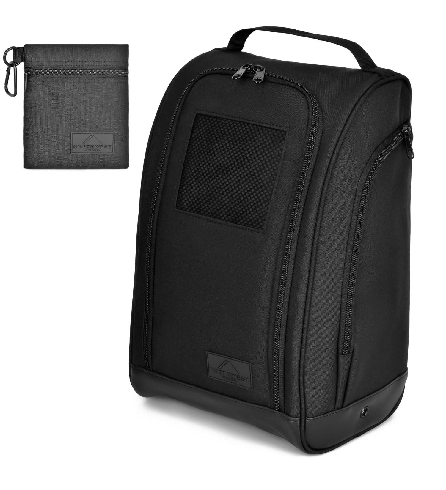 Northwest Coast Large Golf Shoe Bag with Shoulder Strap - Keep Your Car, Home, and Office Clean - Includes Golf Tee Bag (Black) - Buy Online on GoSupps.com