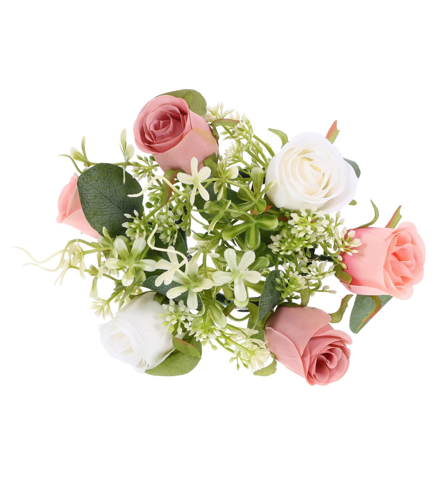 LIFKICH Rose Garland Candle Holder Rings Candlesticks Taper Candle Holders Artificial Floral Candle Wreath Wedding Gift Candle Wreath for Home European Style Decorations Silk Flower Picture 2 23.00X23.00X8.00CM - Buy Online on GoSupps.com