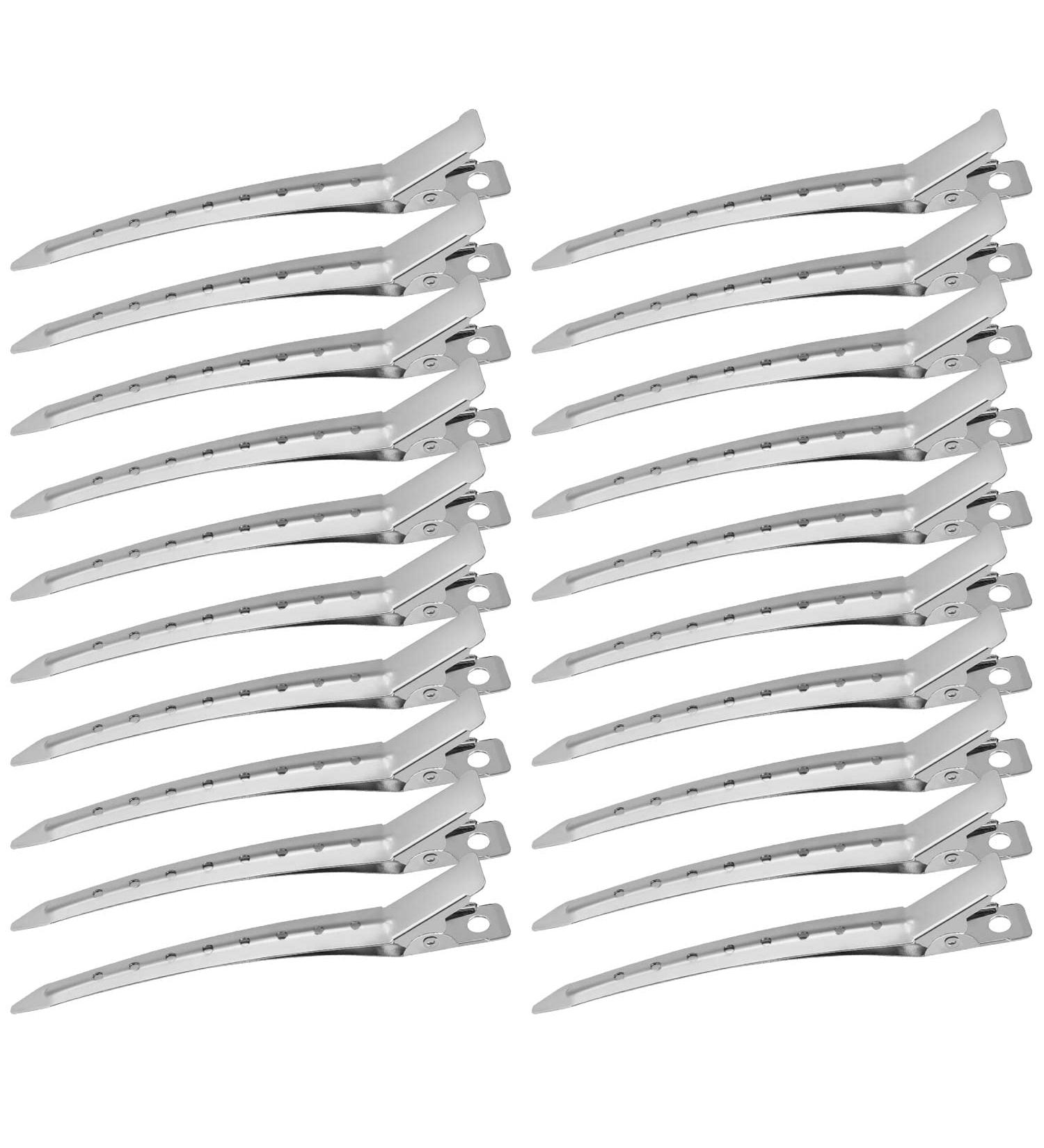 24-Pack Metal Duck Bill Hair Clips for Women - 3.5 Inch Salon Clips for Styling and Sectioning Thick, Long, and Curly Hair - Silver Alligator Hair Clip Set - Buy Online on GoSupps.com