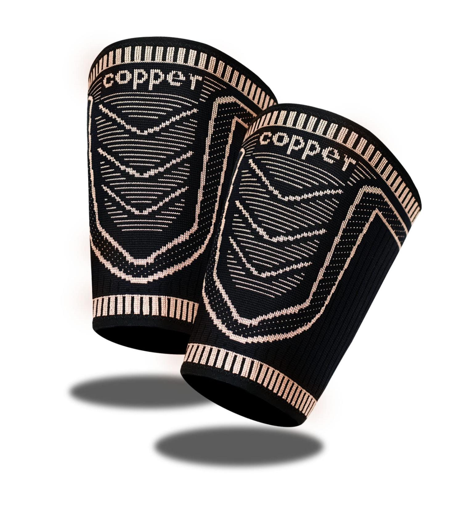 Copper Infused Hamstring & Thigh Compression Sleeves for Men & Women - Quad Support, Ideal for Running, Groin Pulls, Thigh Pain Relief - Medium Black&Gold (Pair) - Buy Online on GoSupps.com