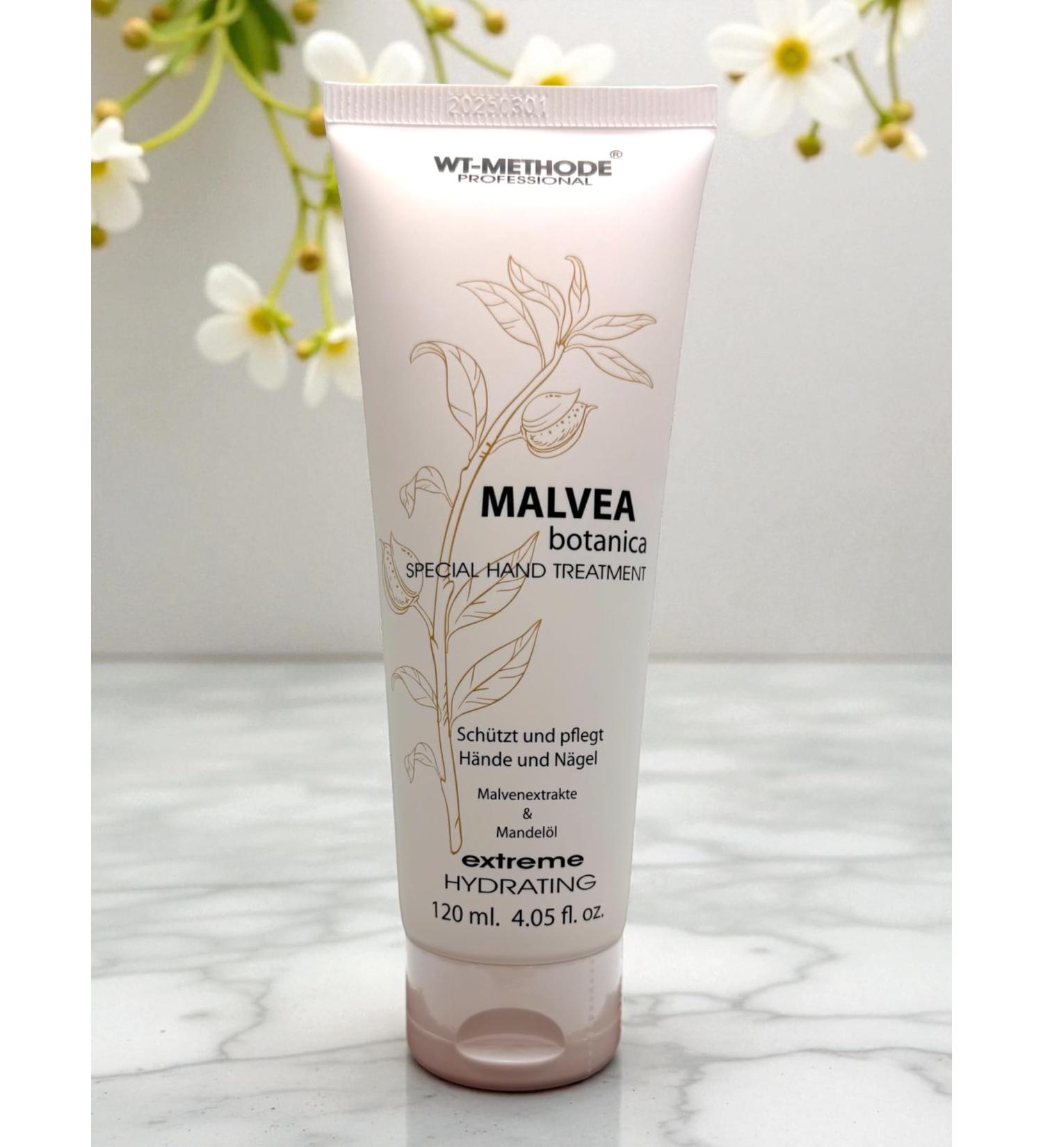 WT Methode MALVEA intensive care hand cream 120 ml rich skin cream with almond oil for intensive hydration hand care with the unique Malvea scent