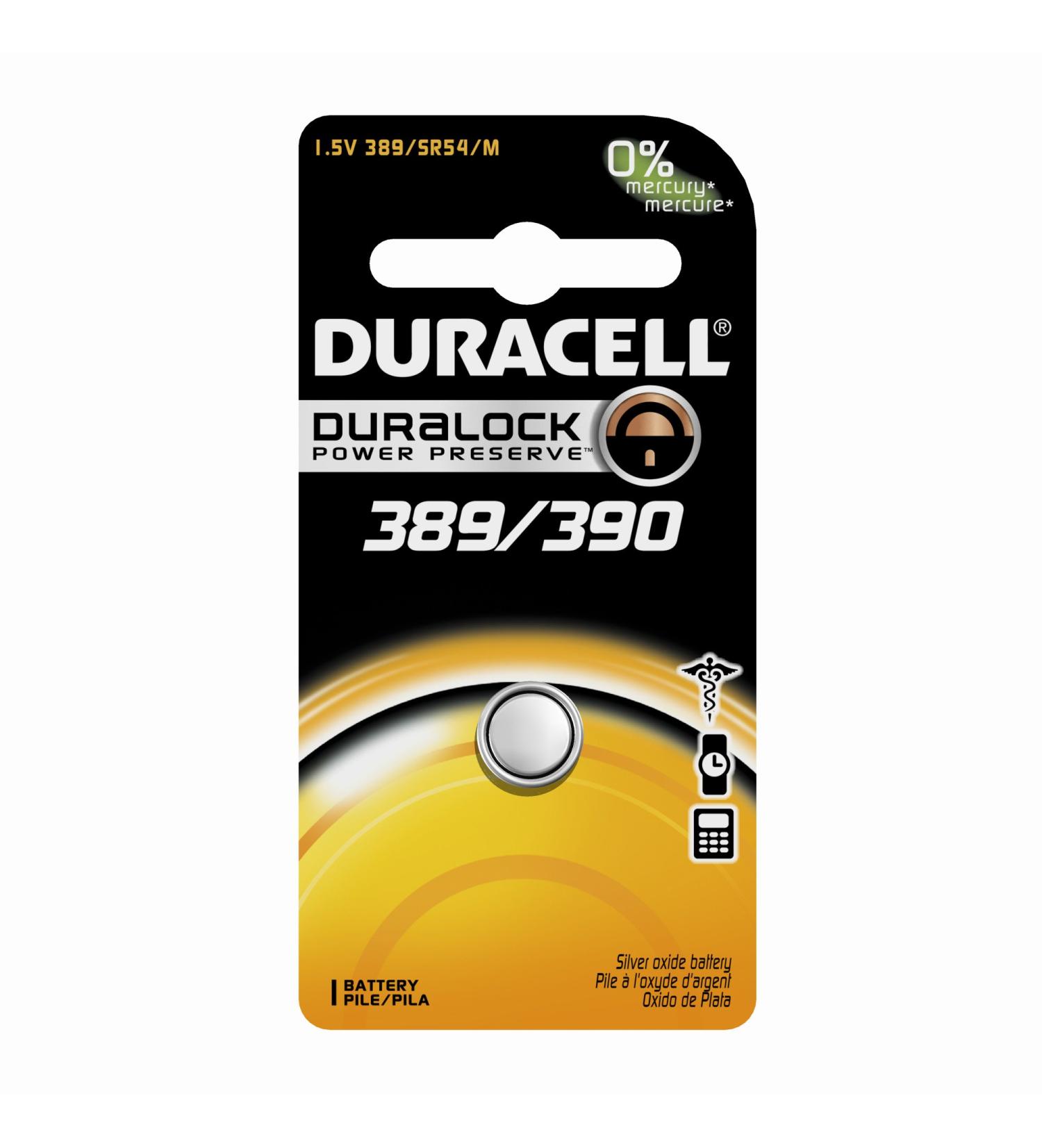 Duracell D389/390PK09 Silver Oxide Electronic Watch Battery 389/390 Size 1.55V 70 mAh Capacity (Case of 6)